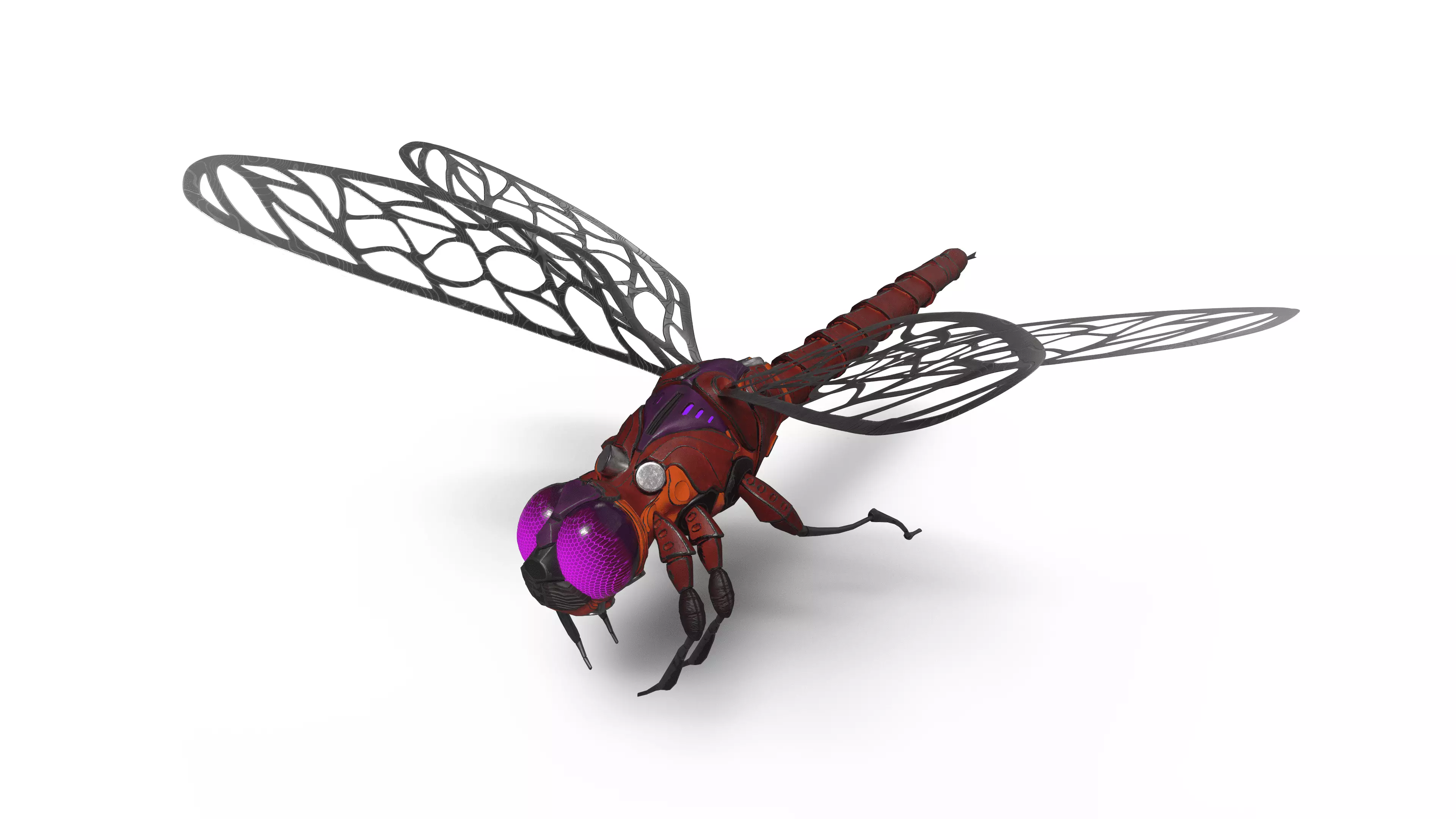 Cyber dragonfly robot Low-poly 3D model