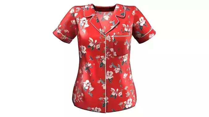 Satin Short Sleeves Shirt Sleepwear