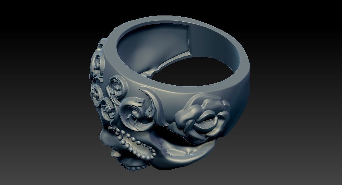 Skull Ring NO9 3D print model_9