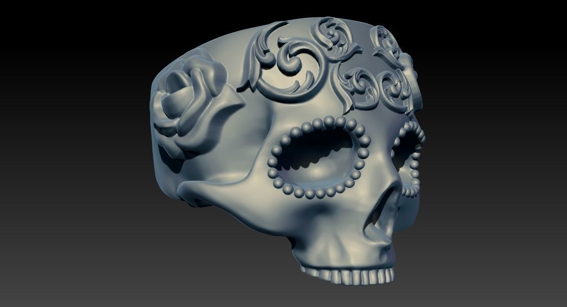 Skull Ring NO9 3D print model_11