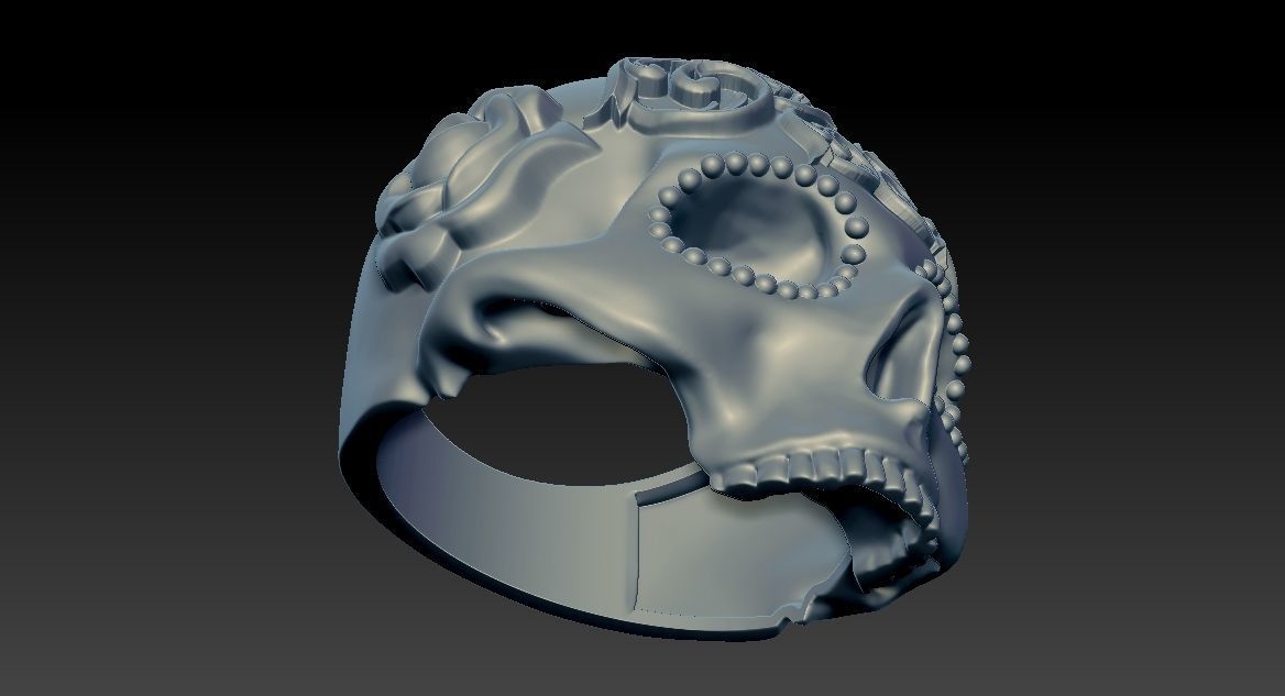 Skull Ring NO9 3D print model_8