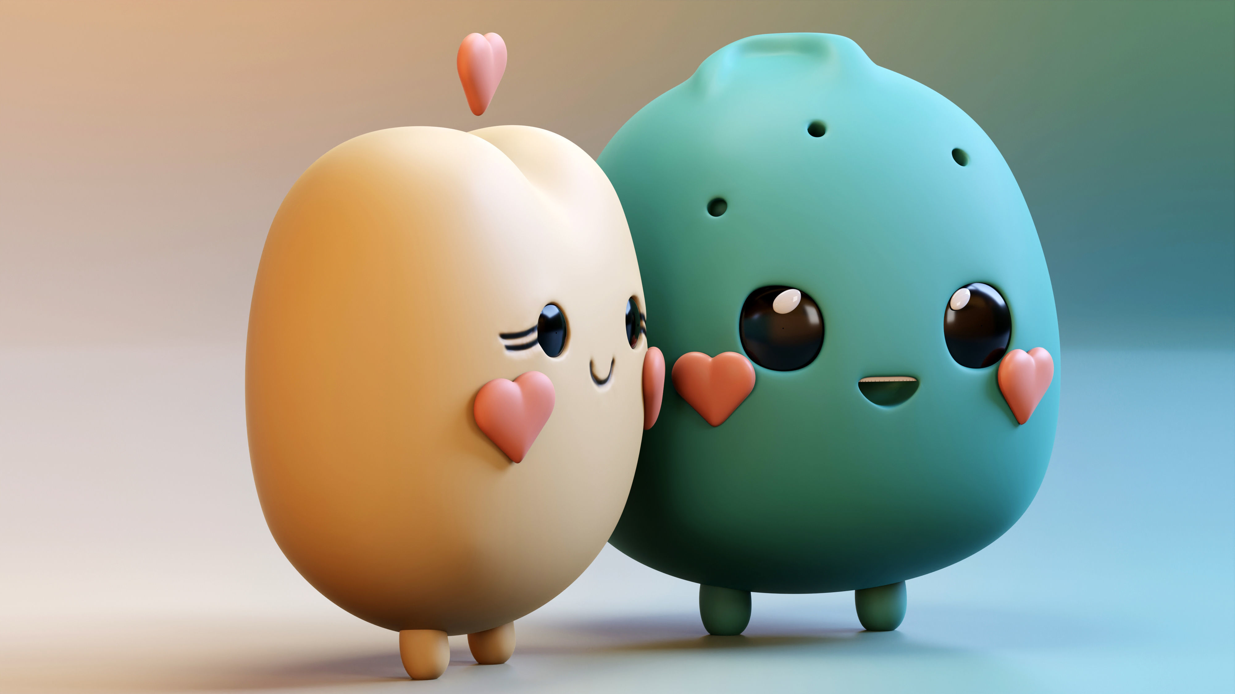 Emojies Cute Couple Low-poly 3D model_15