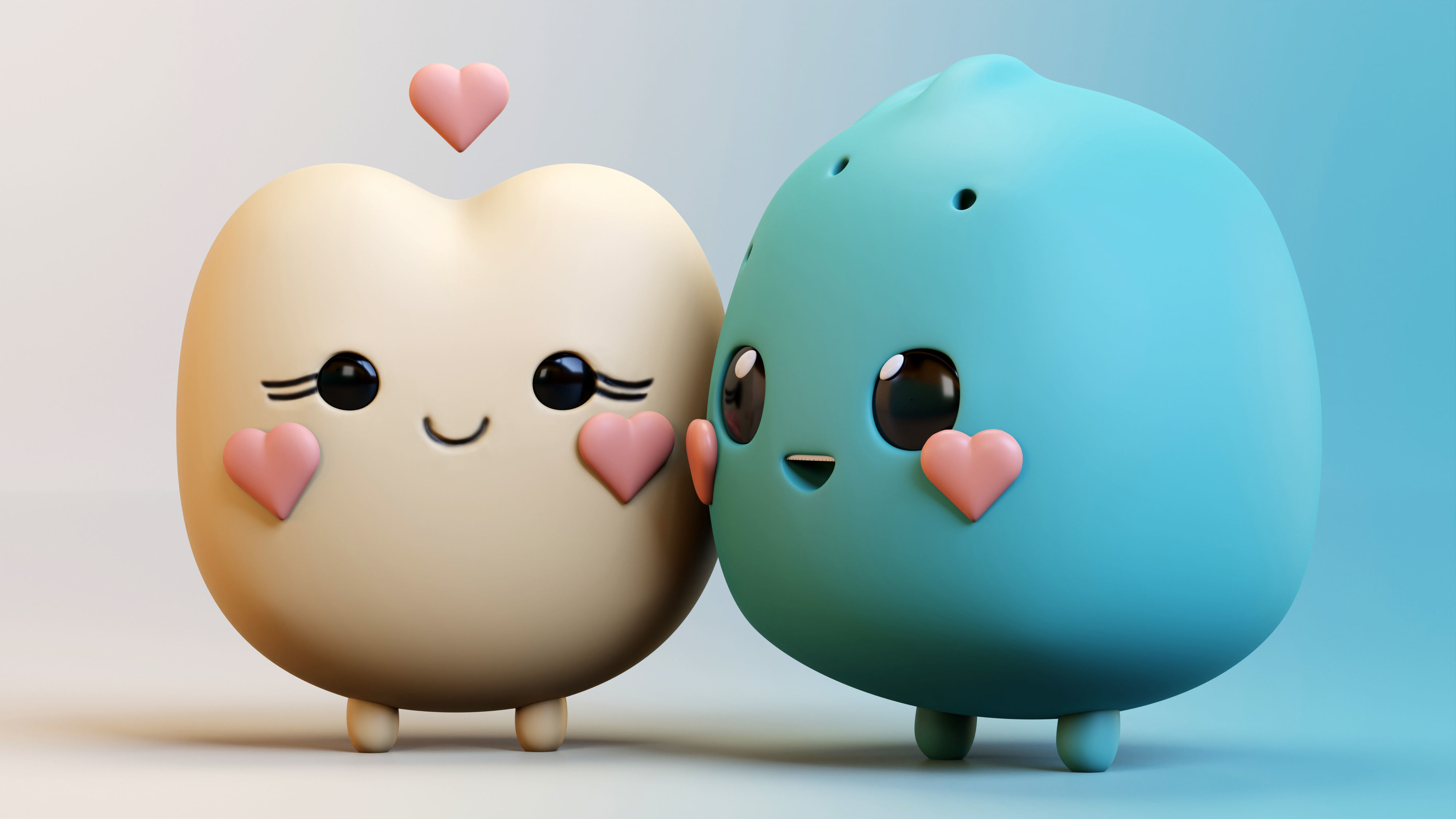 Emojies Cute Couple Low-poly 3D model_3