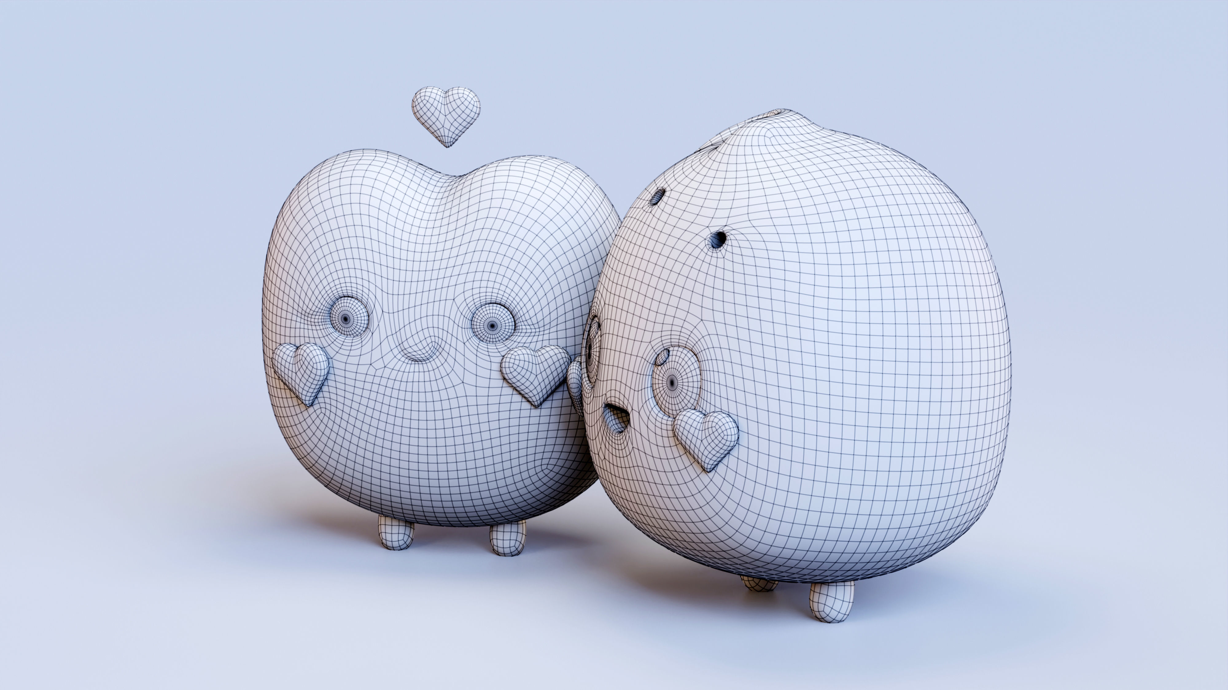 Emojies Cute Couple Low-poly 3D model_7