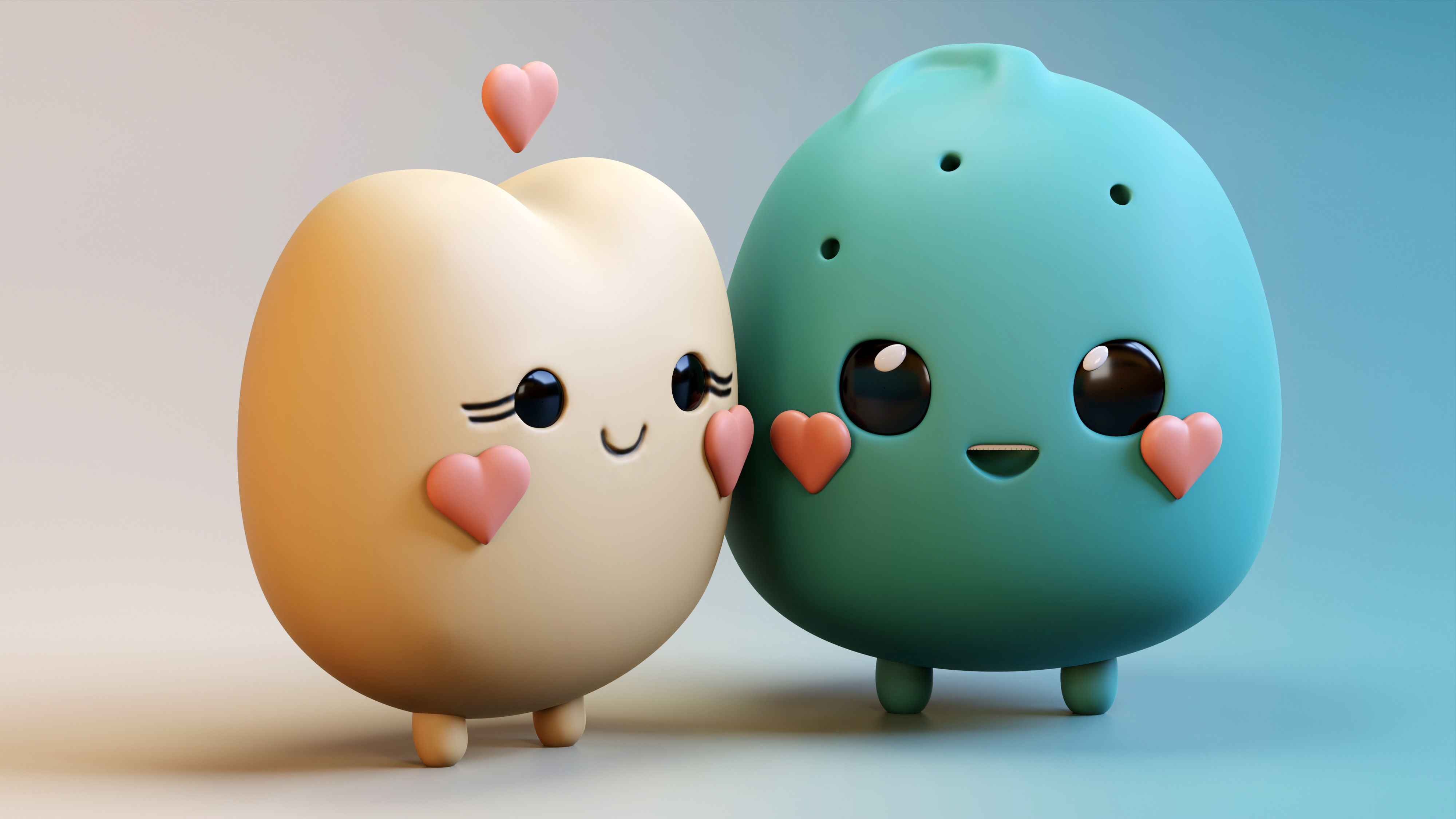 Emojies Cute Couple Low-poly 3D model_11