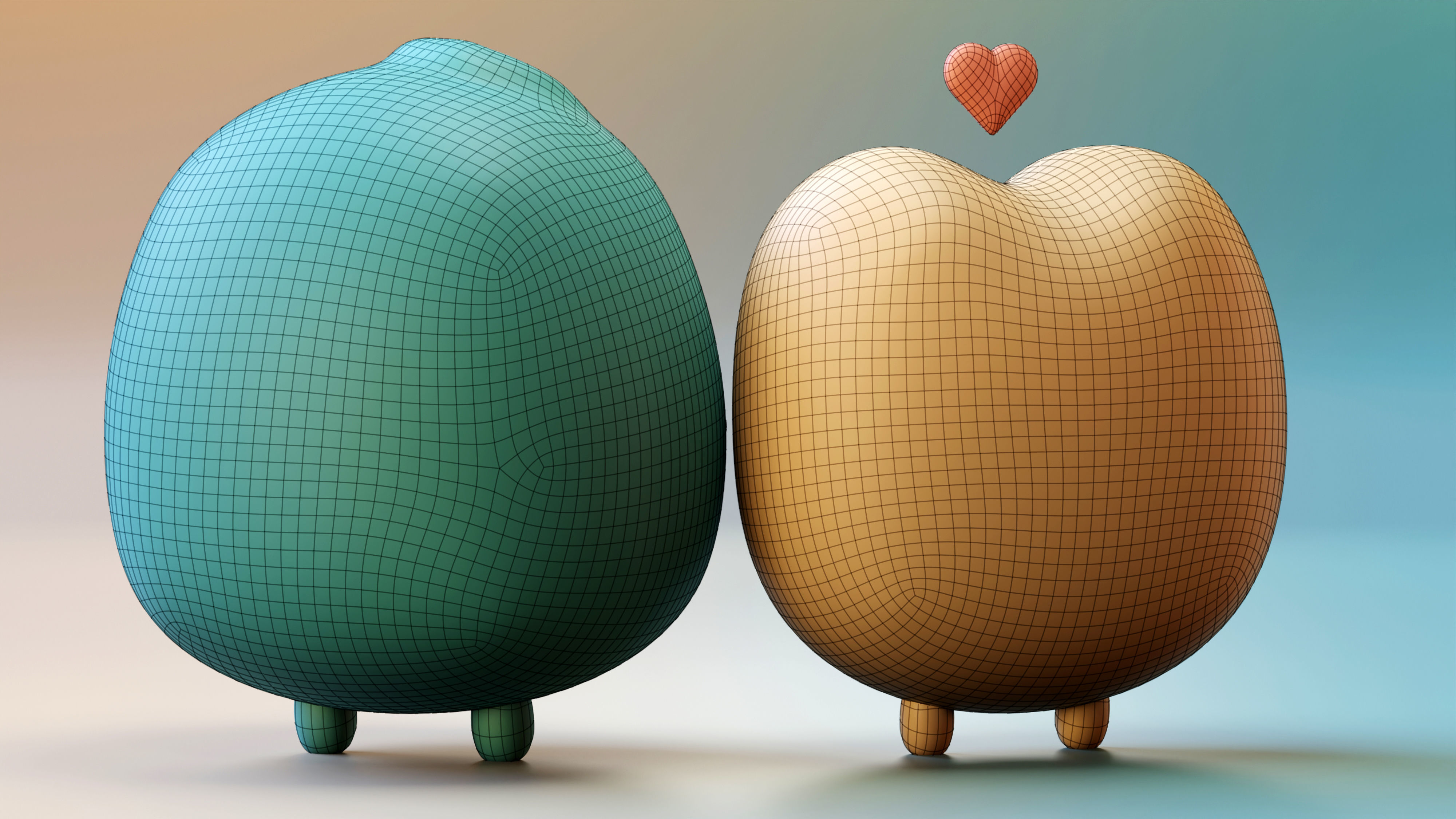 Emojies Cute Couple Low-poly 3D model_18