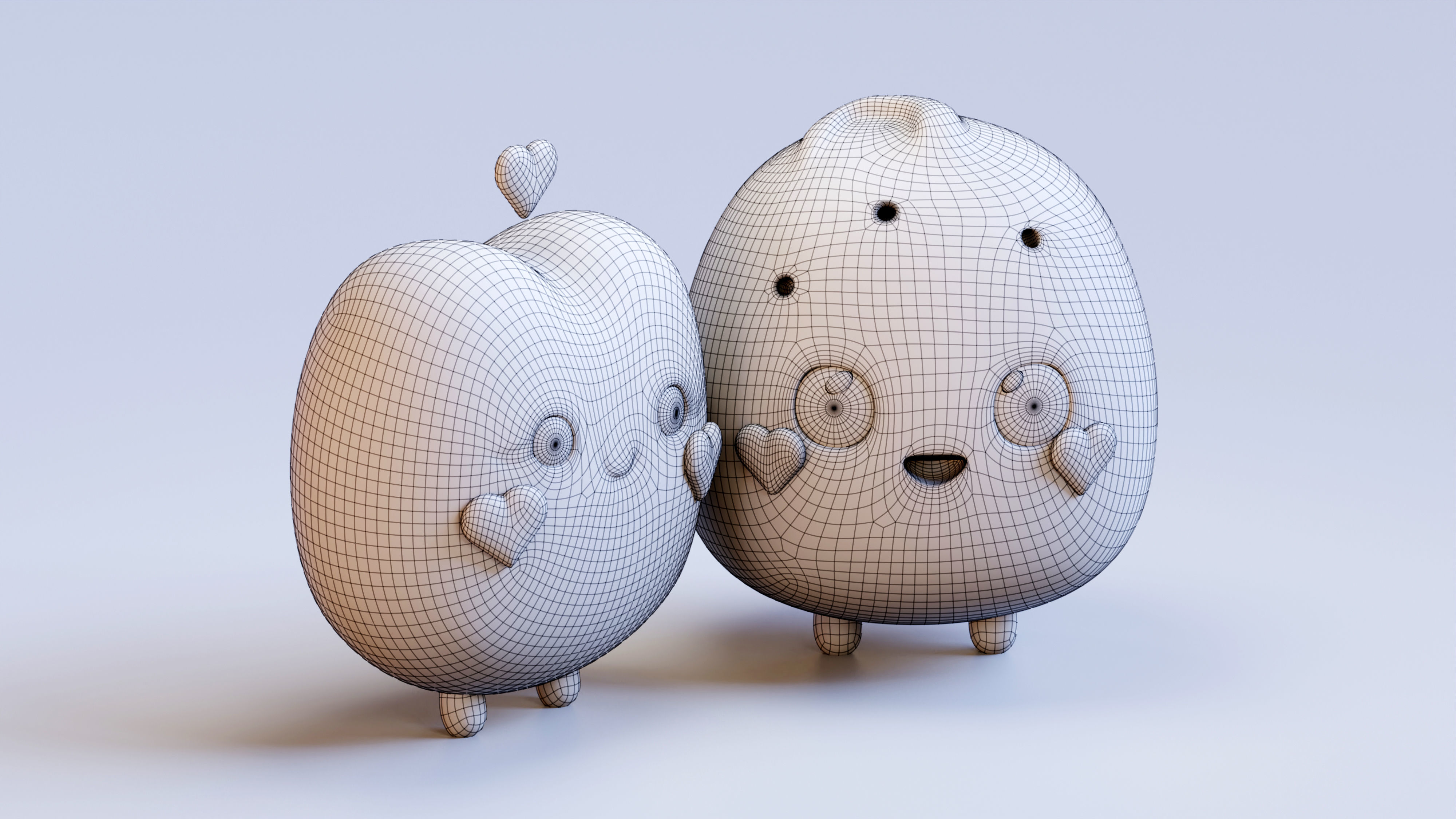 Emojies Cute Couple Low-poly 3D model_10