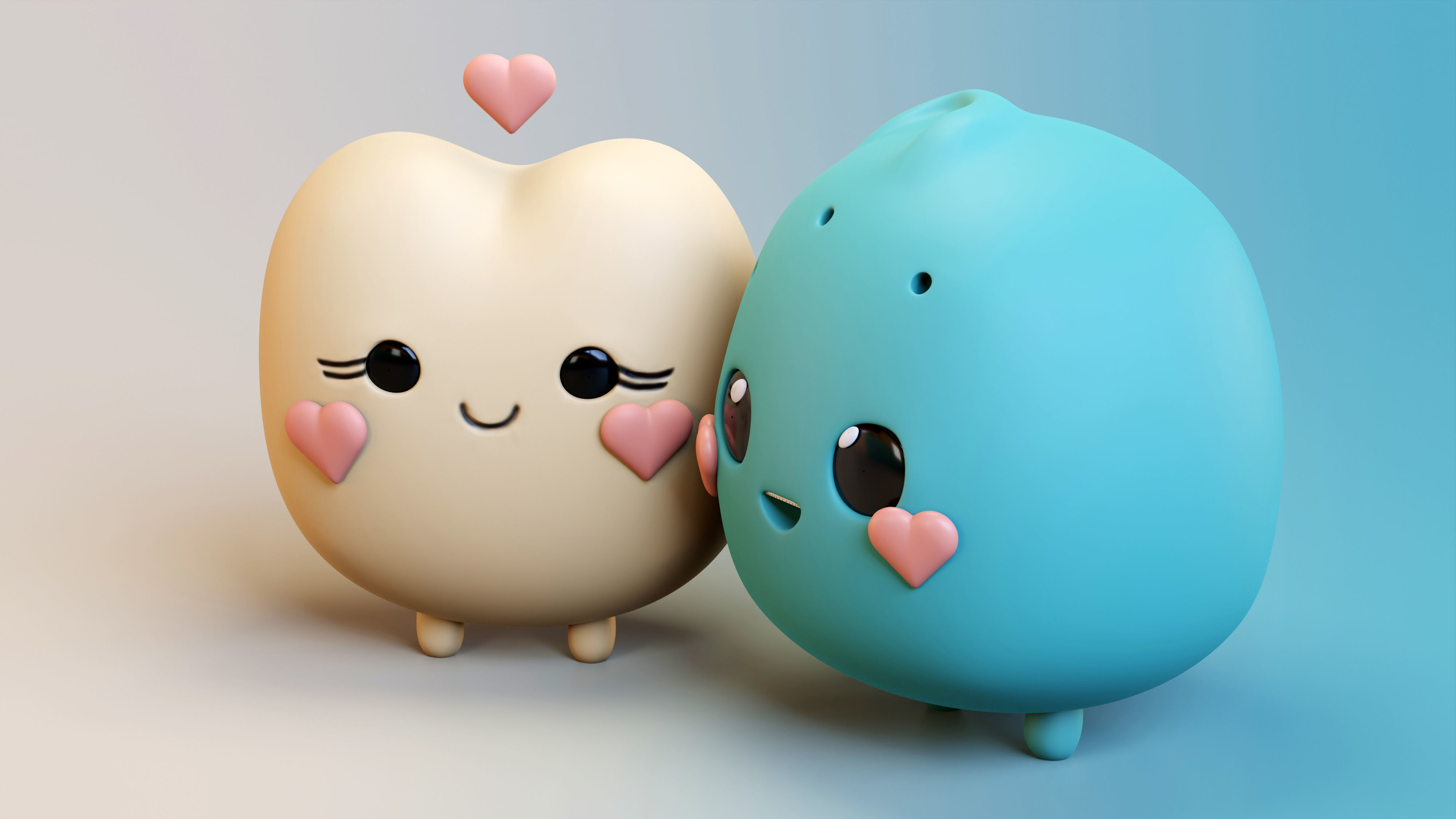 Emojies Cute Couple Low-poly 3D model_13