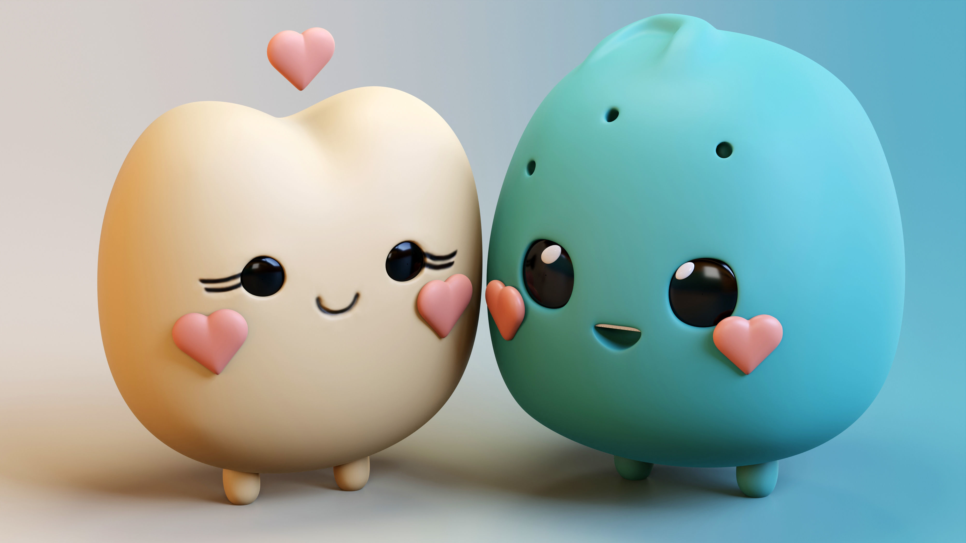 Emojies Cute Couple Low-poly 3D model_1