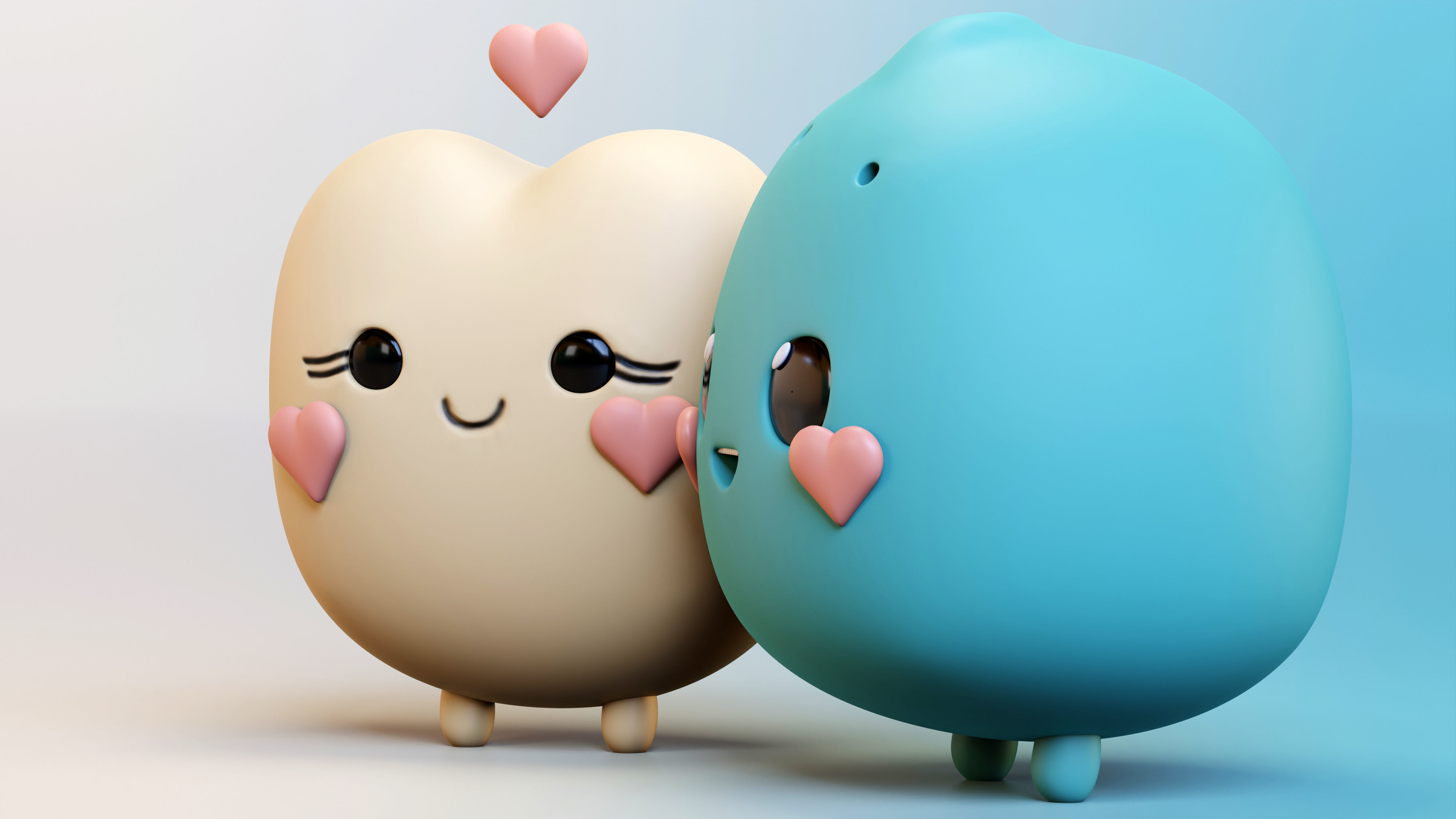 Emojies Cute Couple Low-poly 3D model_8