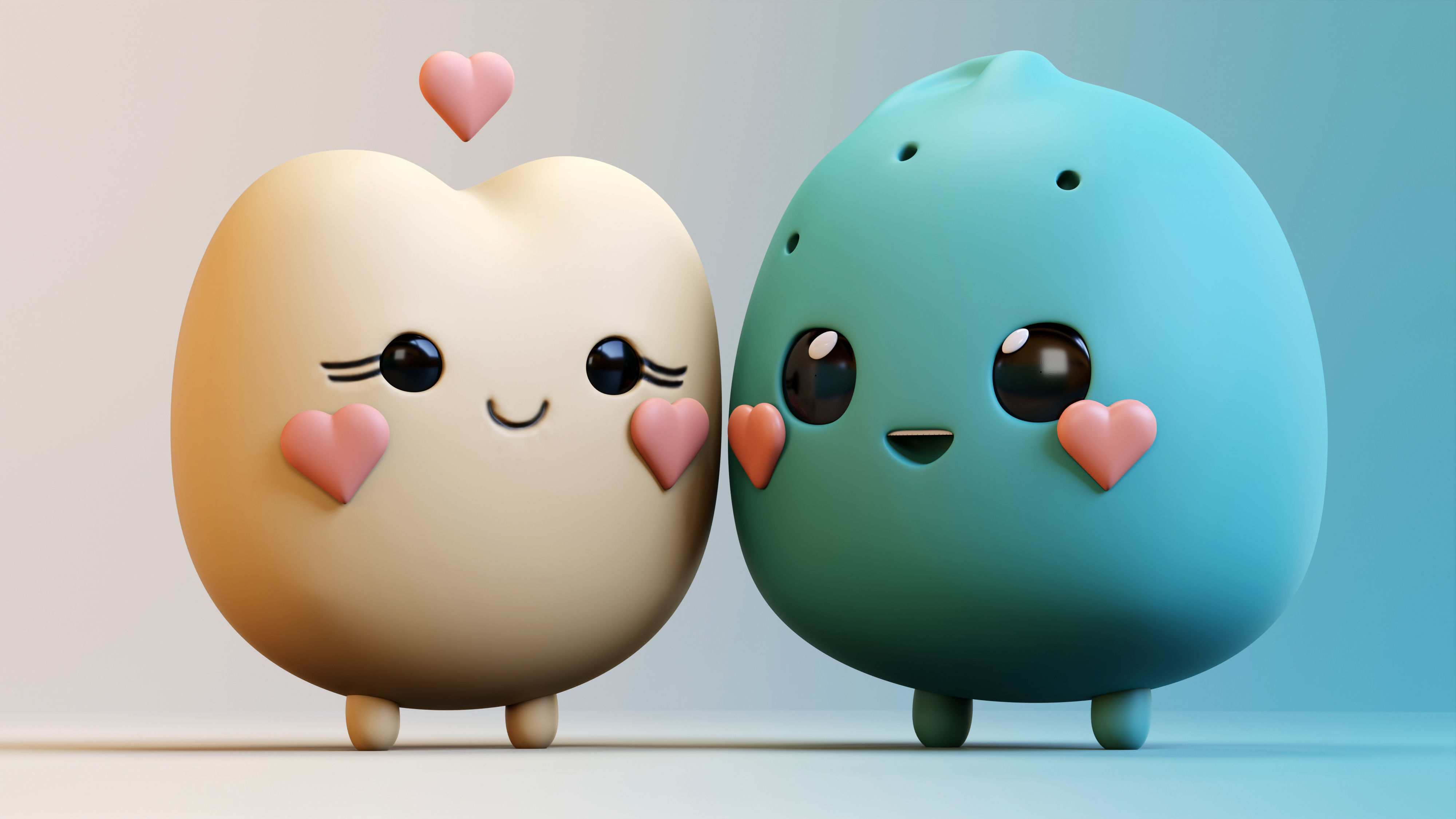 Emojies Cute Couple Low-poly 3D model_5