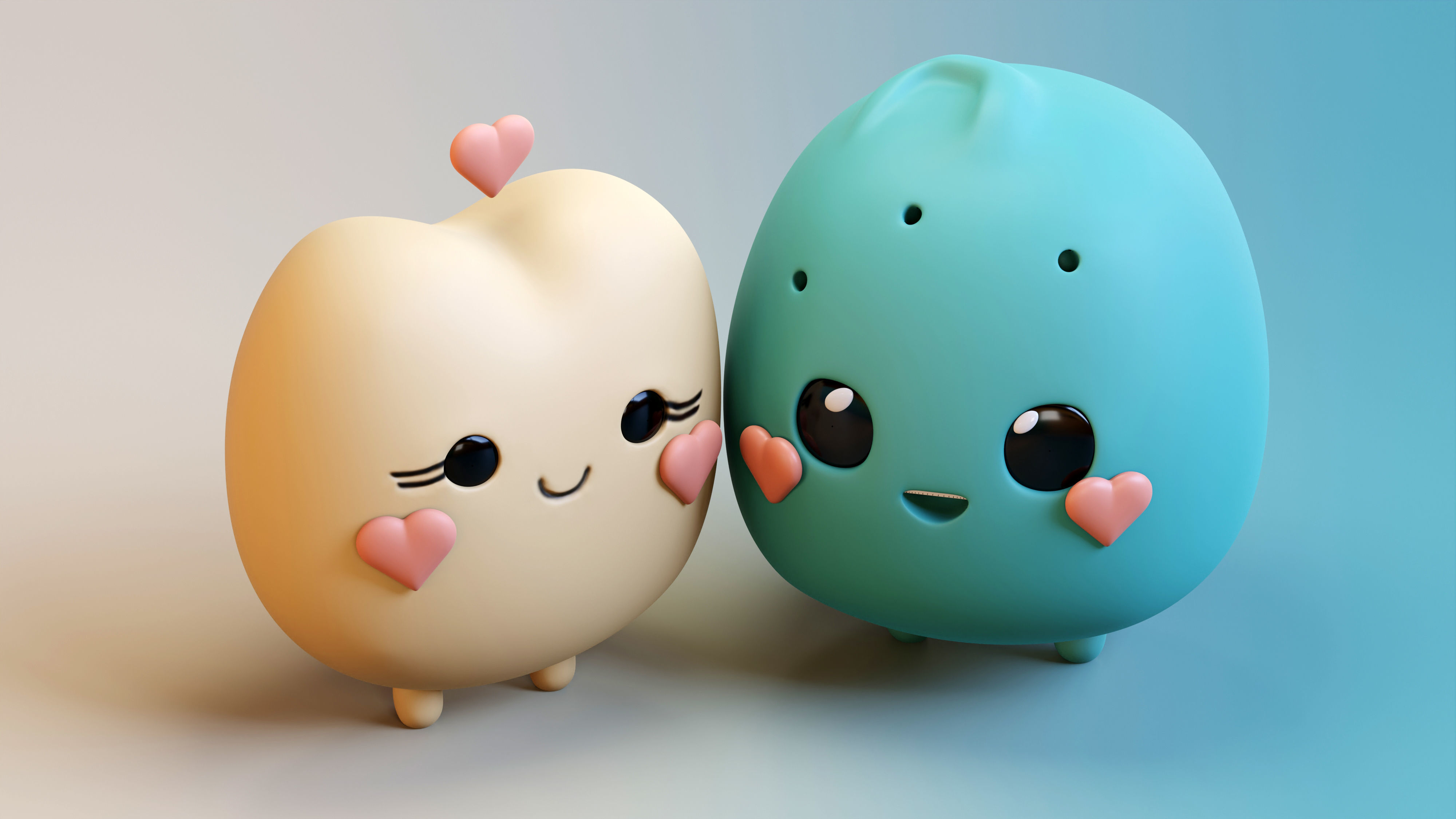 Emojies Cute Couple Low-poly 3D model_19