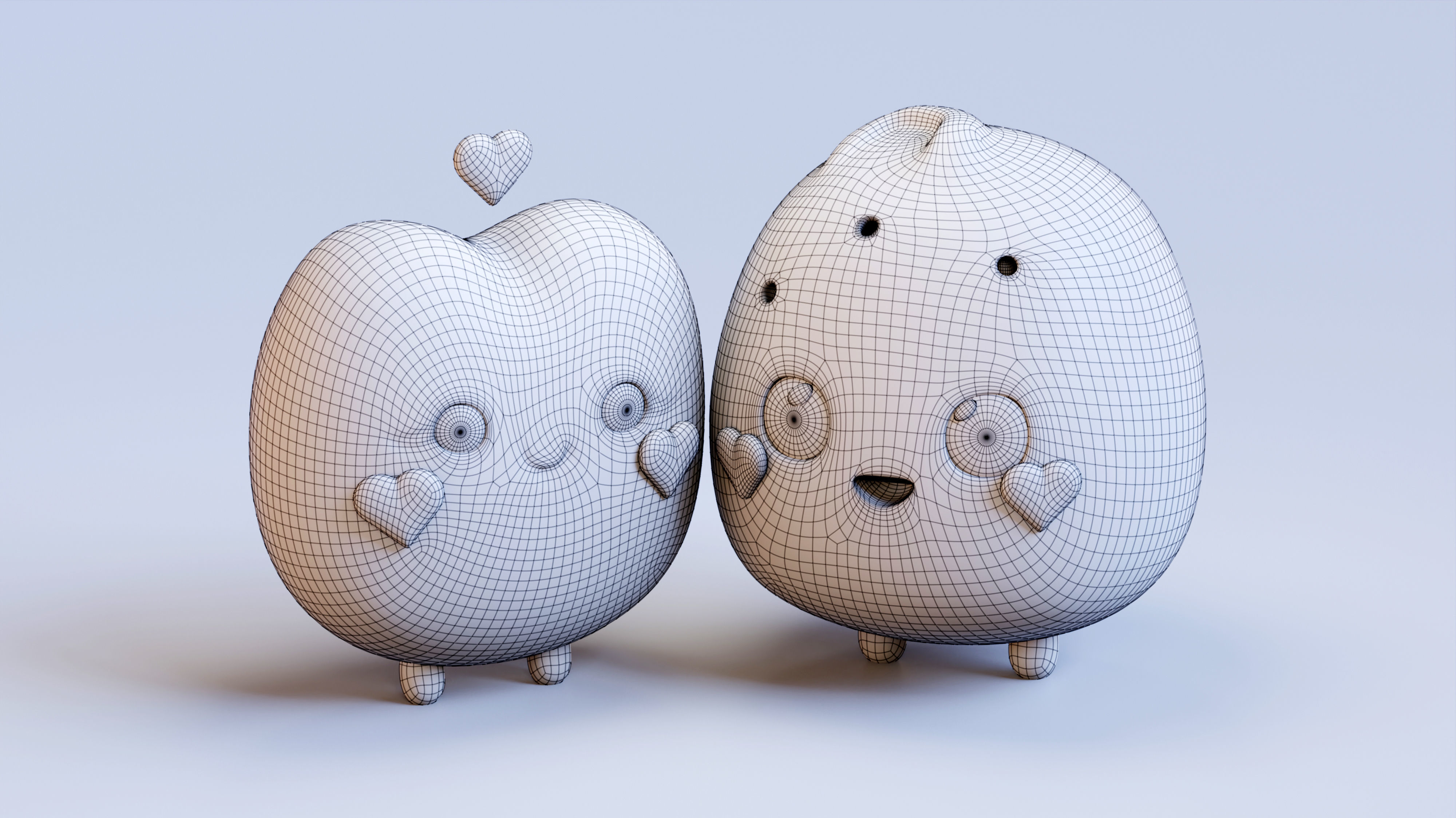 Emojies Cute Couple Low-poly 3D model_12