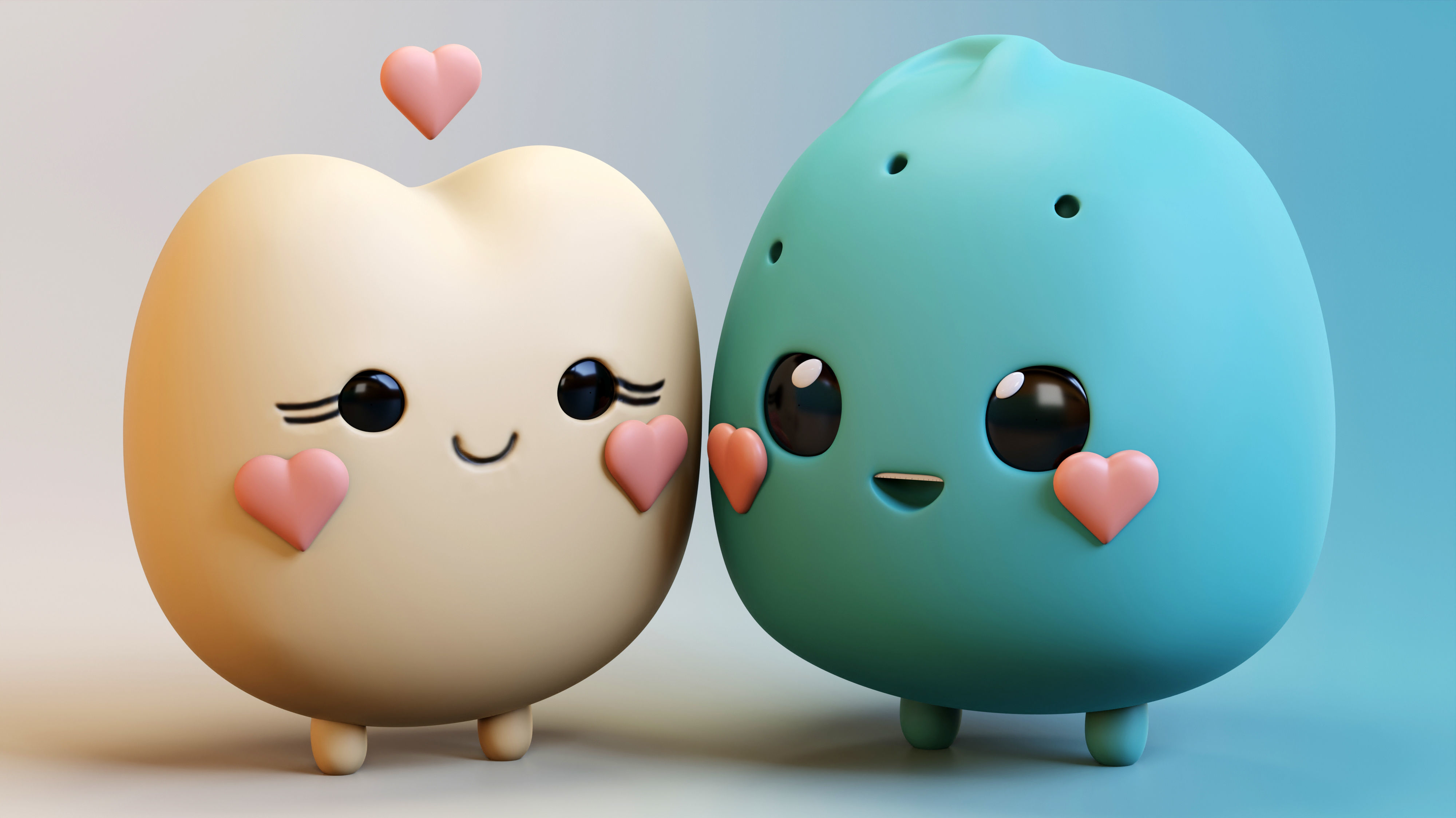 Emojies Cute Couple Low-poly 3D model_9