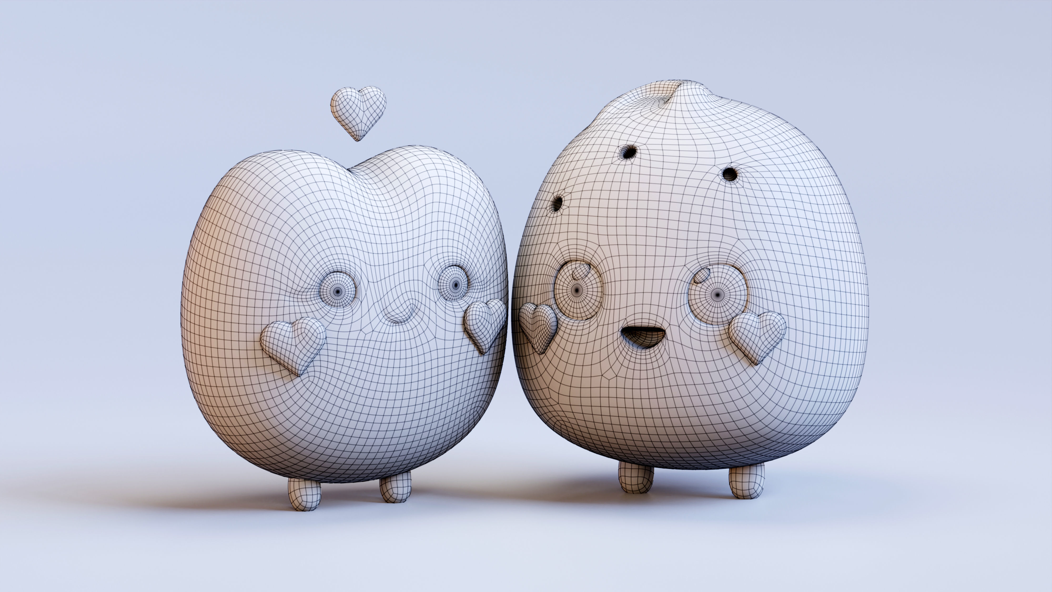 Emojies Cute Couple Low-poly 3D model_4