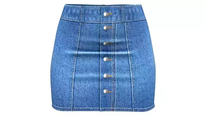 Cute Button Down Denim Skirt