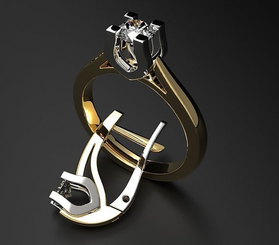 Ring with pink gem 3D print model