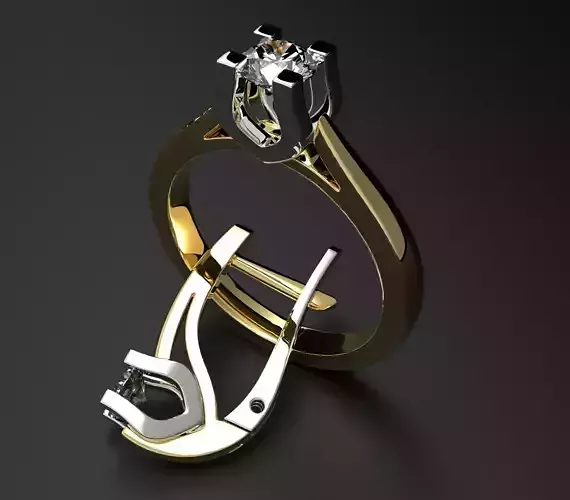 Ring with pink gem 3D print model