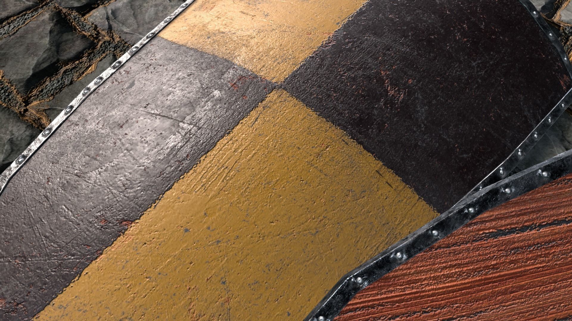 Medieval round shield with coat of arms 11 Low-poly 3D model_5