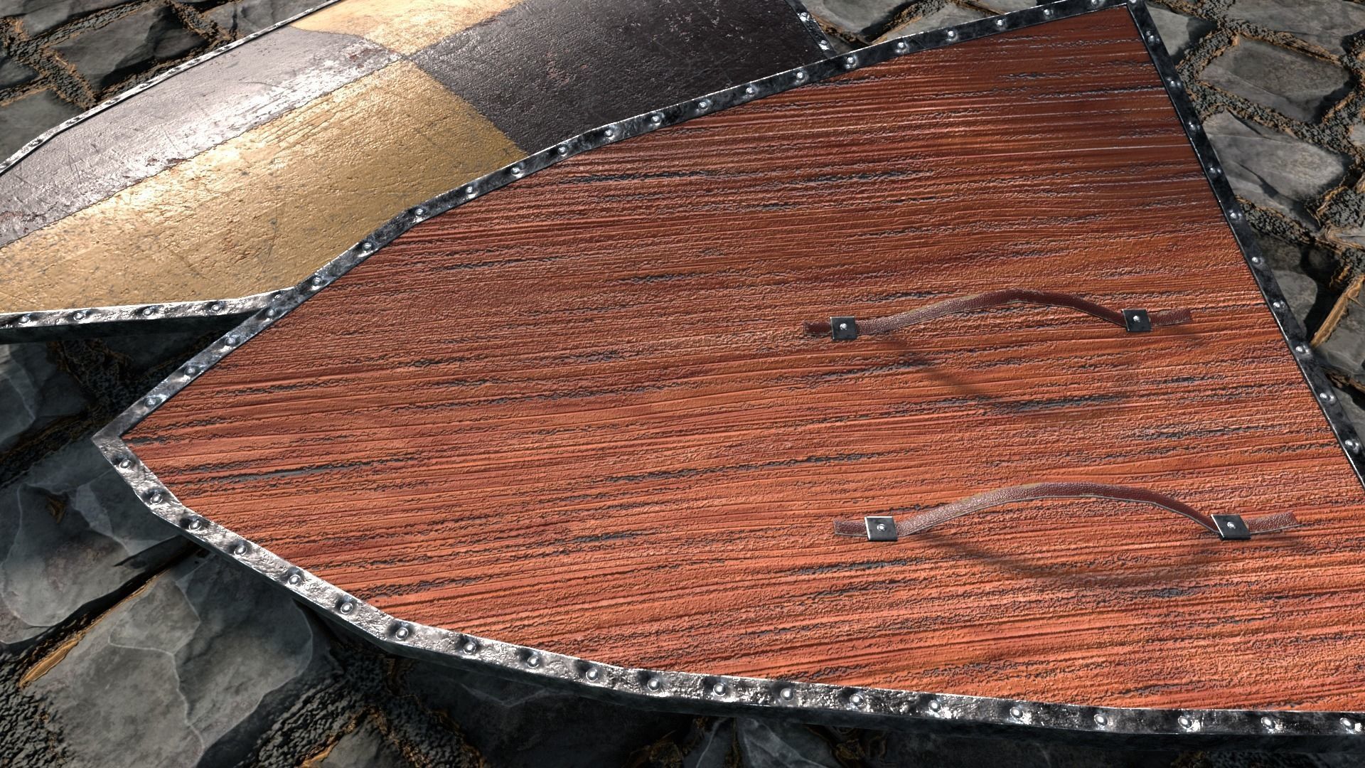 Medieval round shield with coat of arms 11 Low-poly 3D model_6