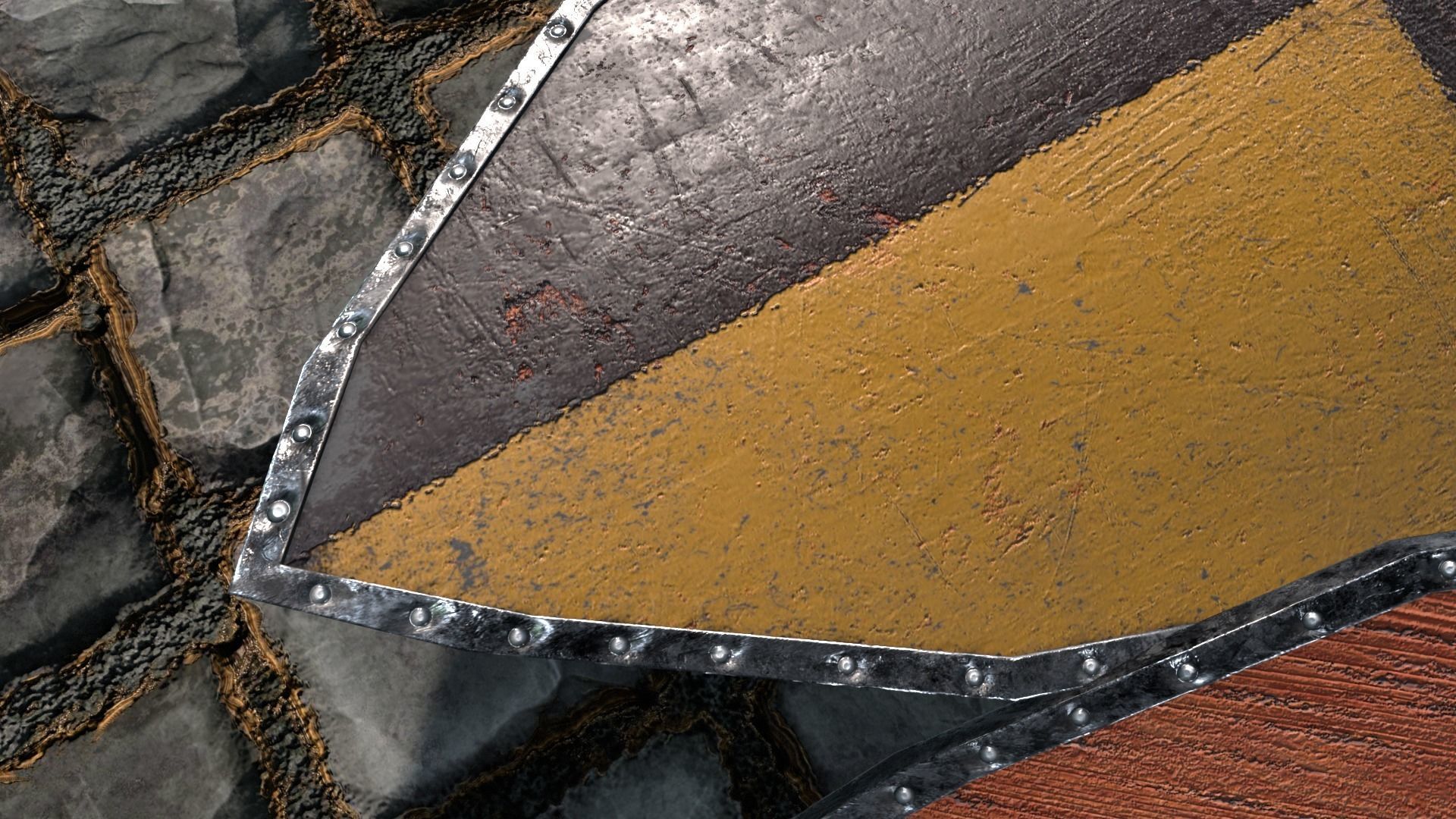 Medieval round shield with coat of arms 11 Low-poly 3D model_7