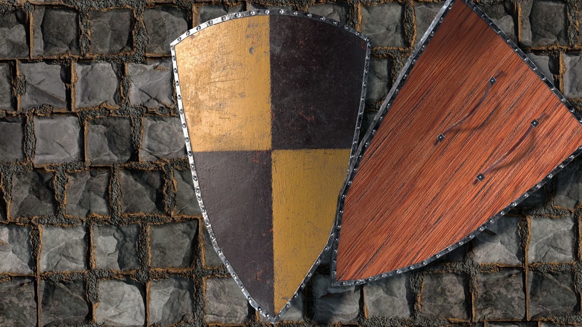 Medieval round shield with coat of arms 11 Low-poly 3D model_1