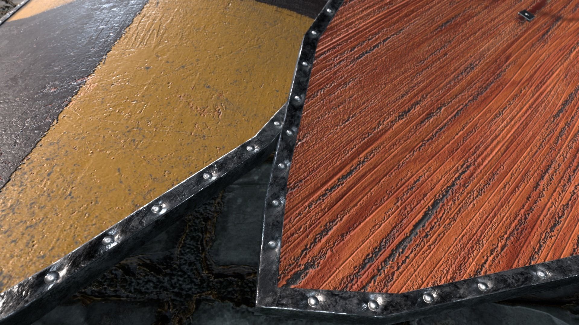 Medieval round shield with coat of arms 11 Low-poly 3D model_2