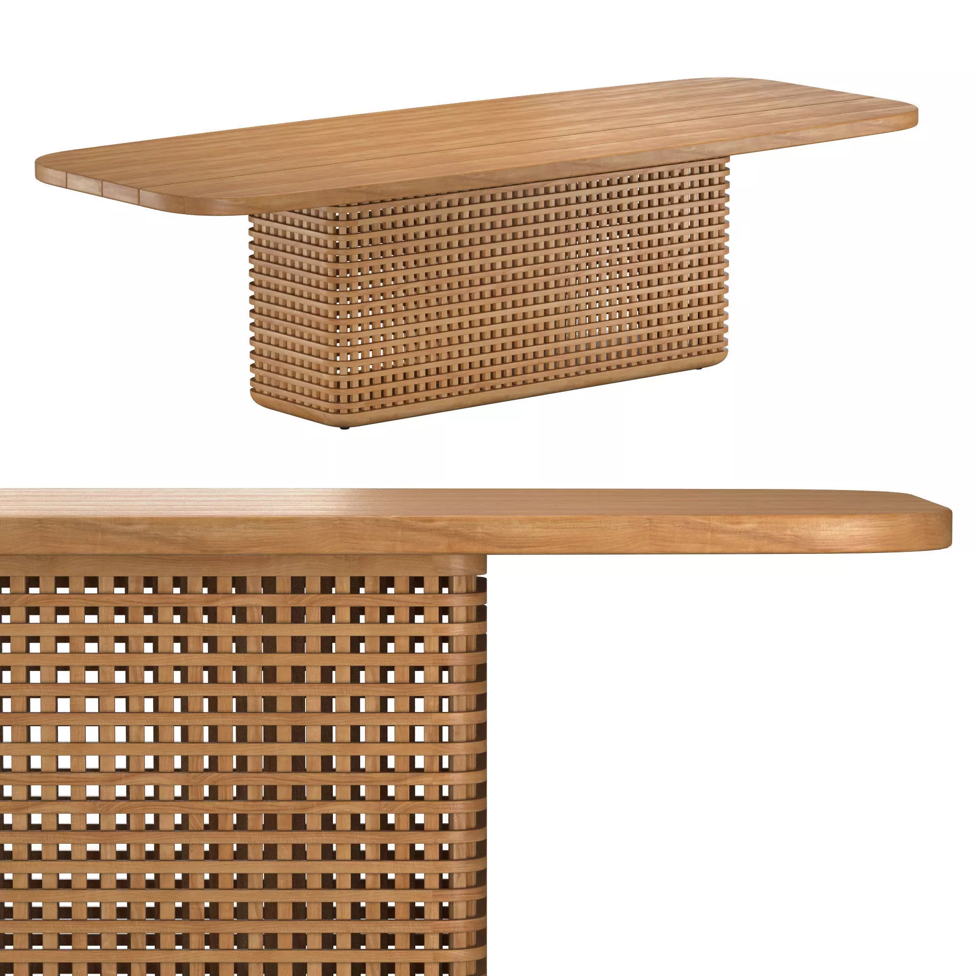 TRELICA TEAK RECTANGULAR DINING TABLE 3D model_0