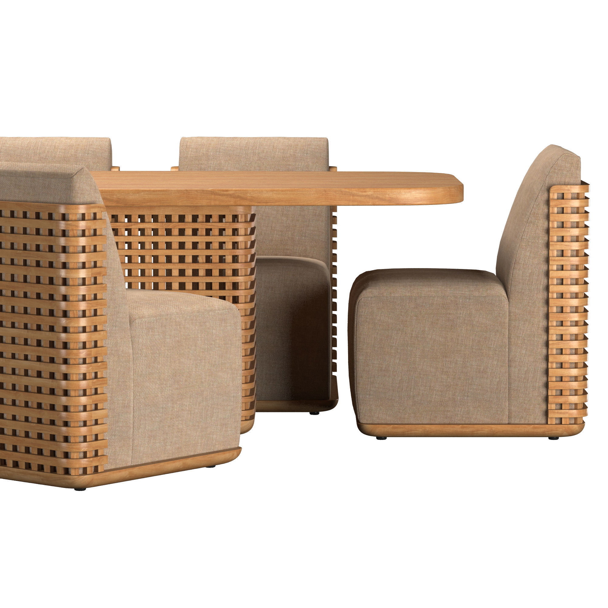TRELICA TEAK  DINING Group 3D model_2