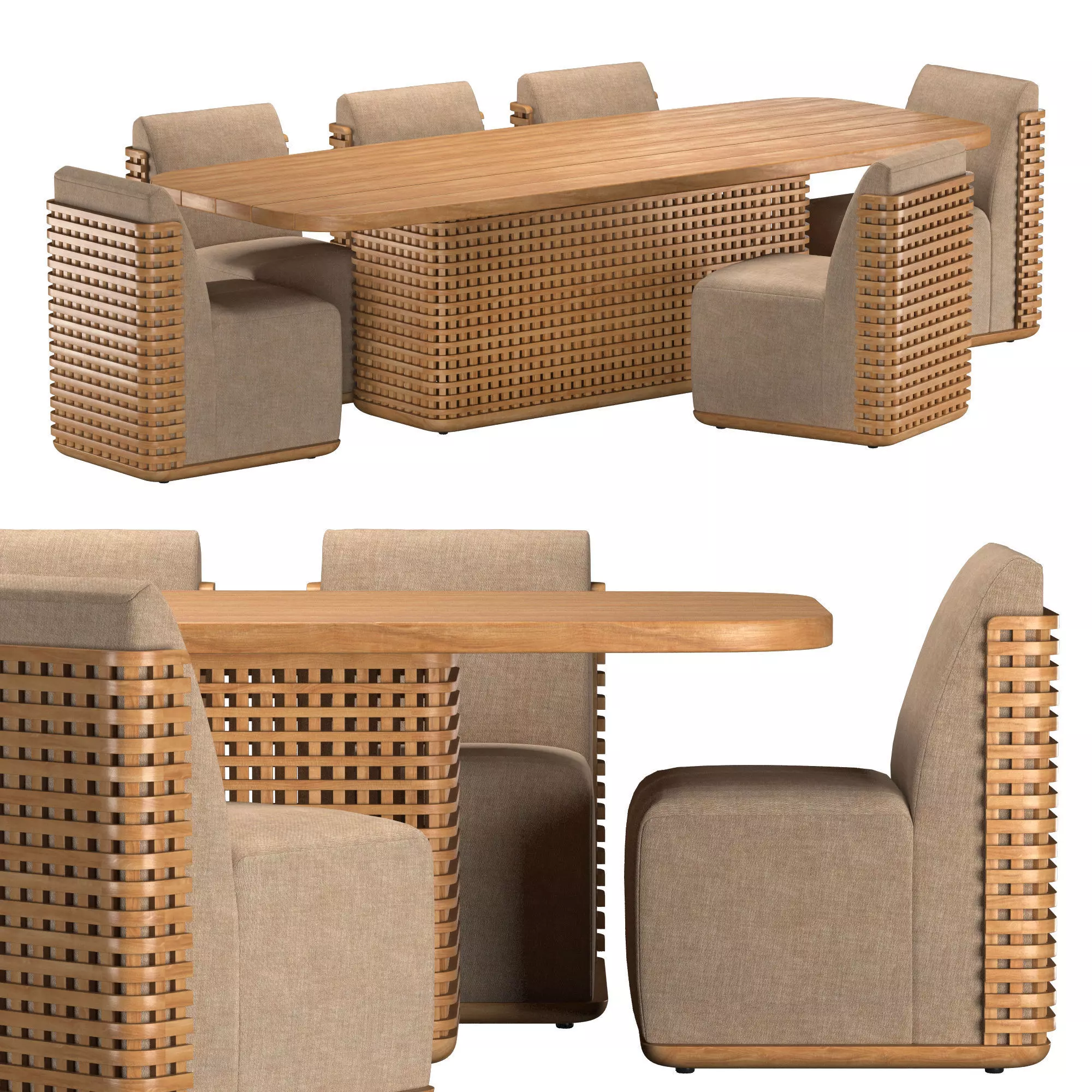 TRELICA TEAK  DINING Group 3D model_0