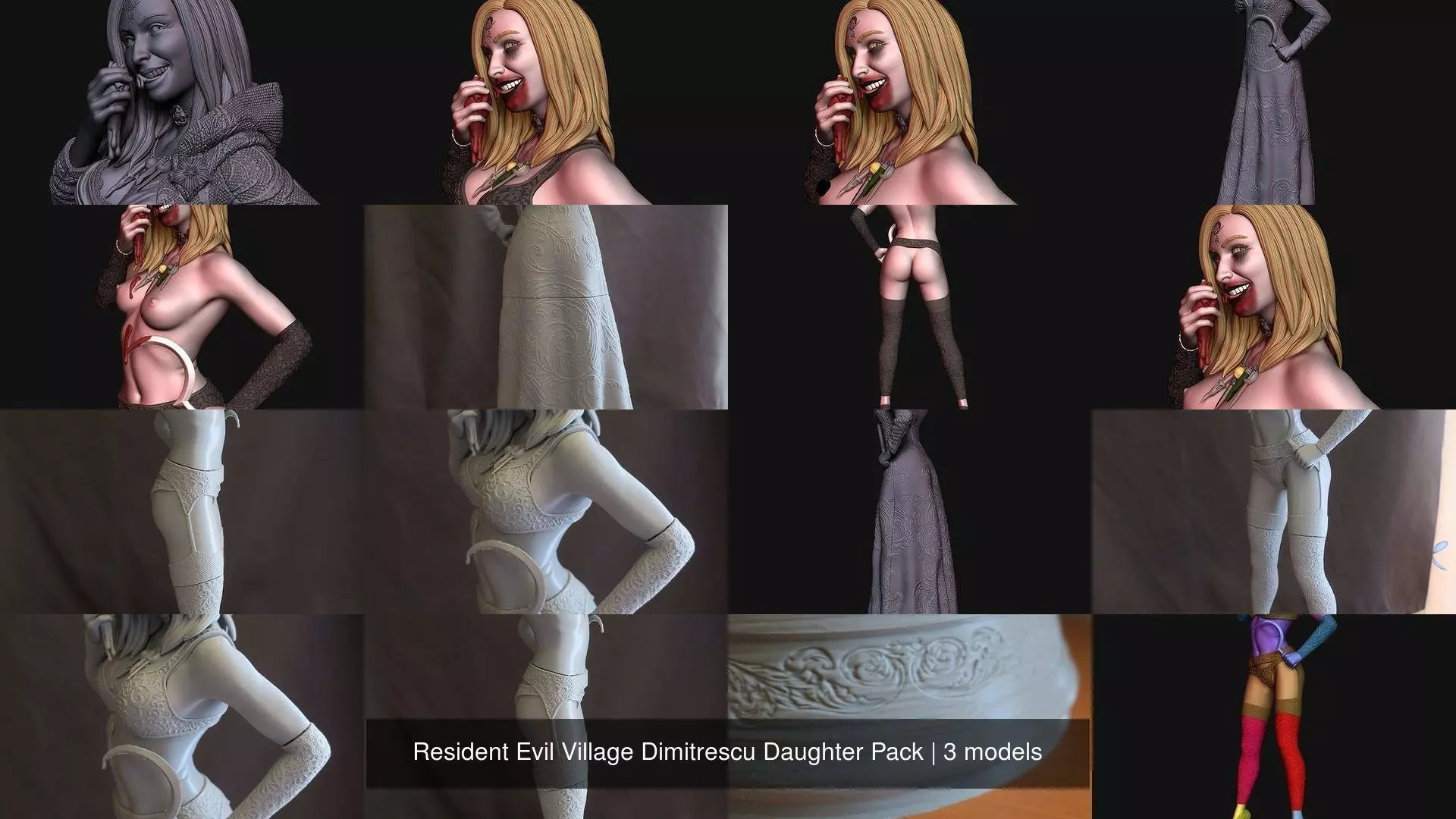 Resident Evil Village Dimitrescu Daughter Pack 3D Model Collection_0