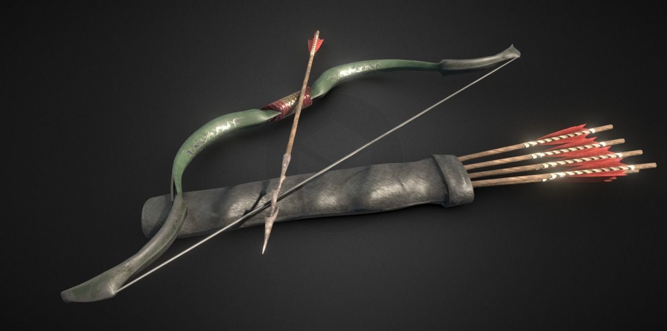 Bow and arrows Free low-poly 3D model_2