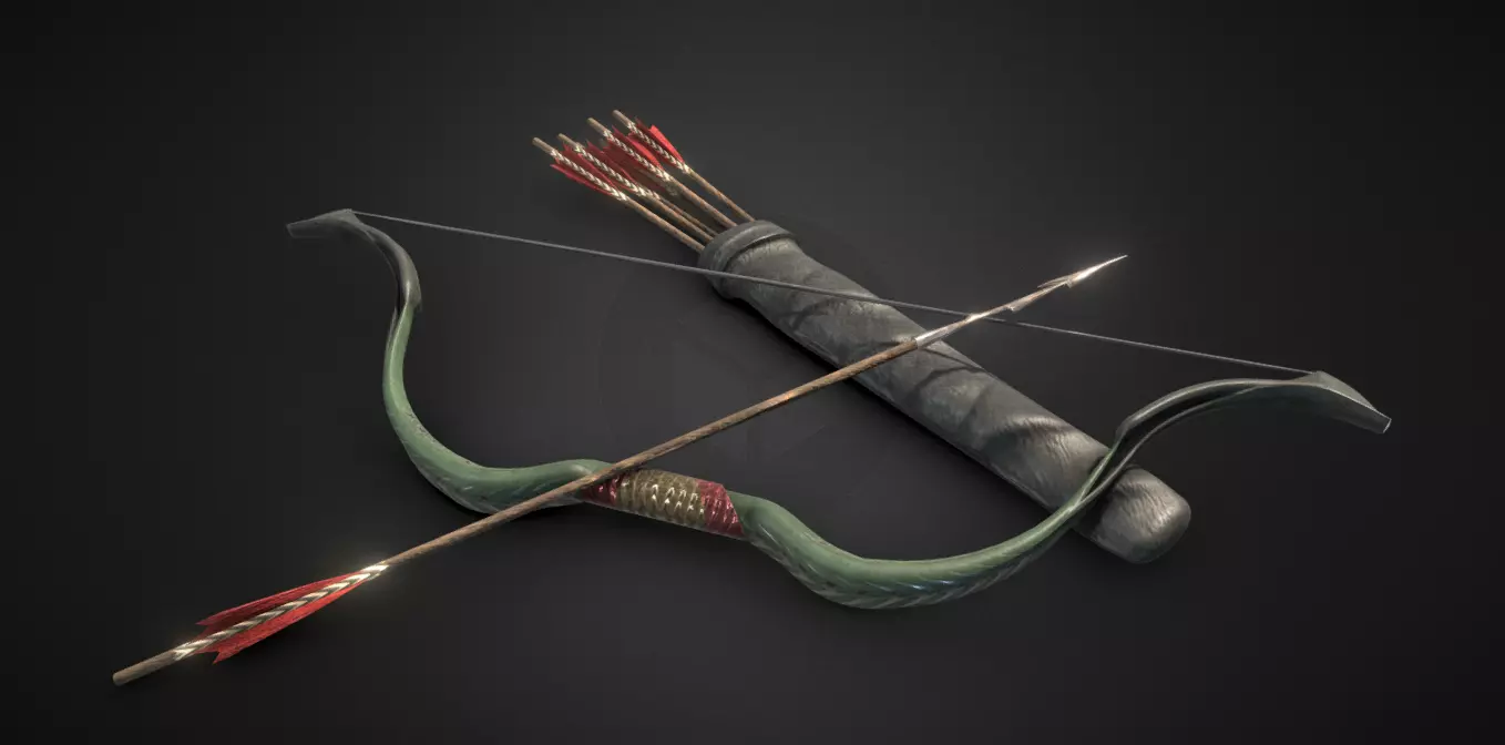 Bow and arrows Free low-poly 3D model_0
