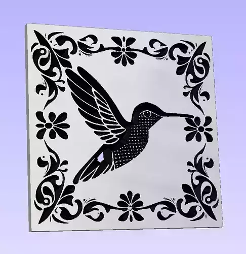 Tribal Hummingbird stencil design - dxf file for laser cut CNC 3D print model