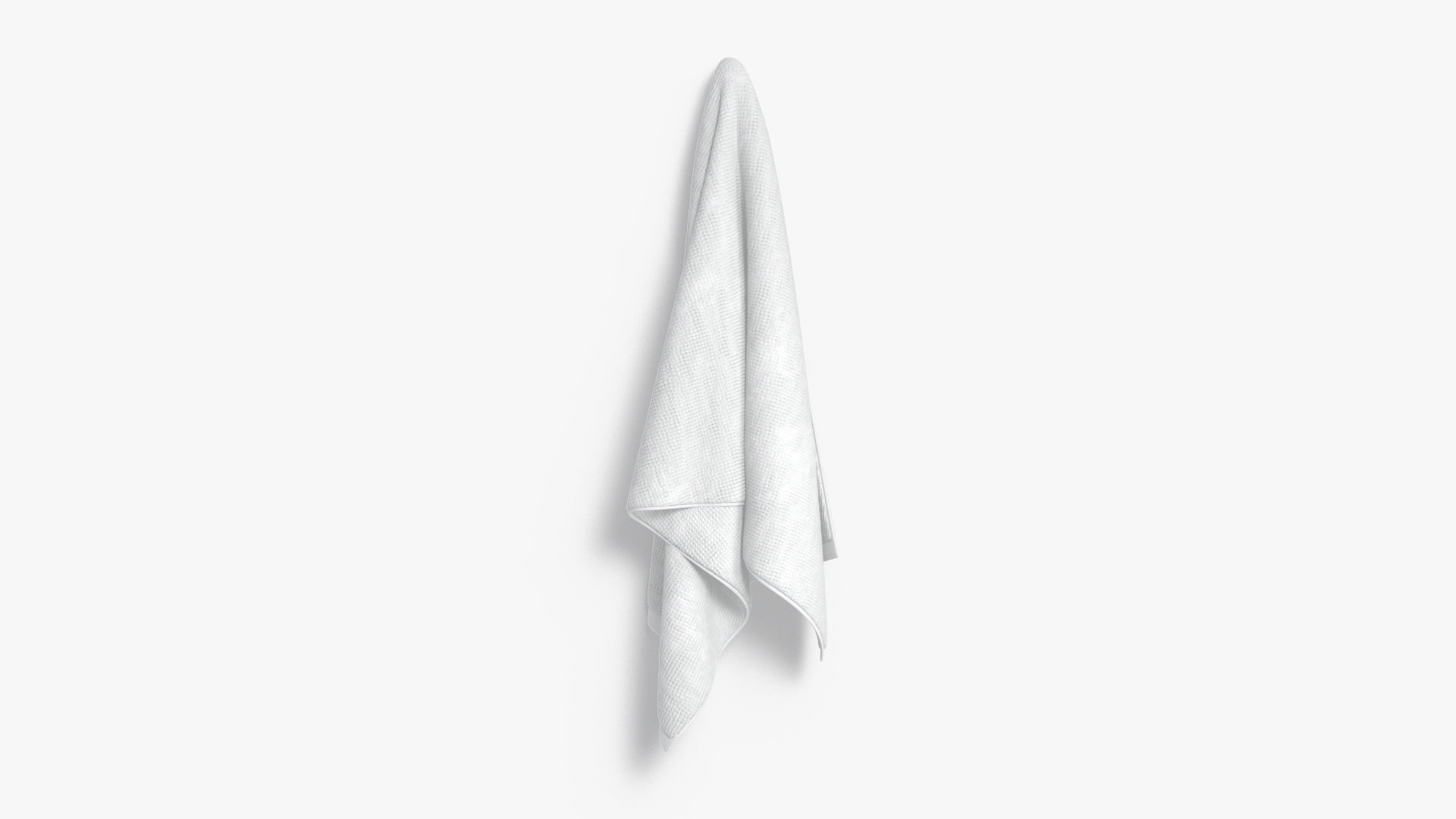 White Big Towel Hanging on Hook - hang bath spa sheet Low-poly 3D model_1