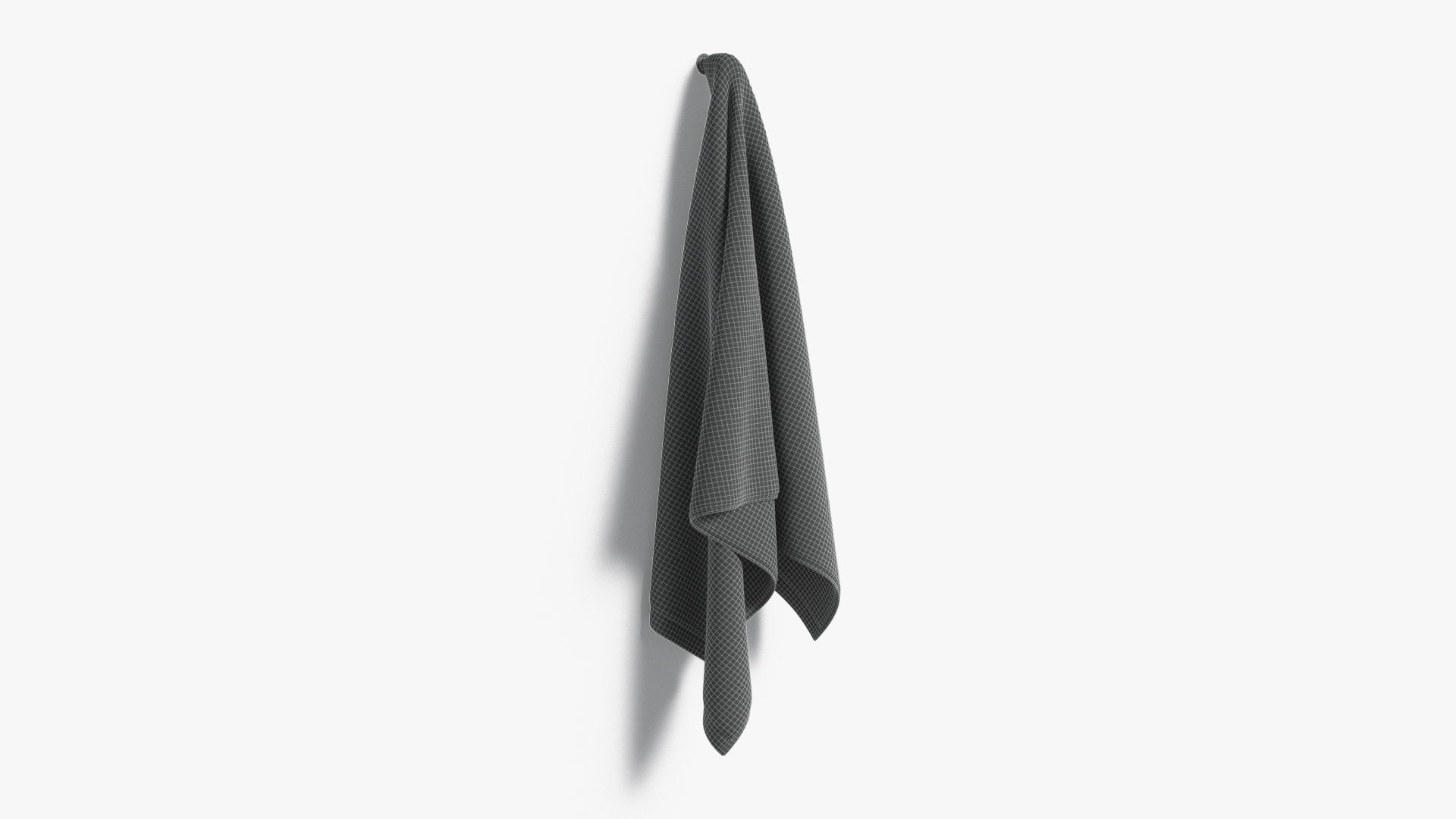 White Big Towel Hanging on Hook - hang bath spa sheet Low-poly 3D model_7