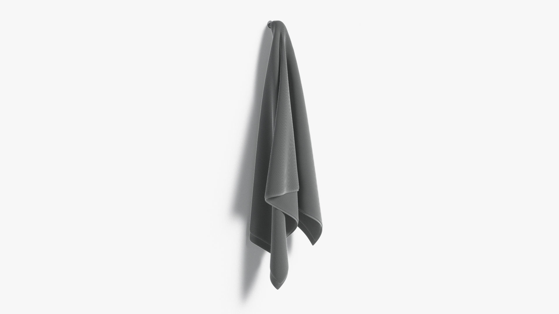 White Big Towel Hanging on Hook - hang bath spa sheet Low-poly 3D model_8