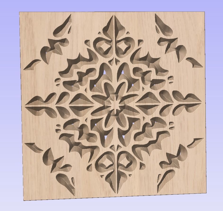 Symmetric ornament stencil - CNC carving or laser cut 3D print model_2