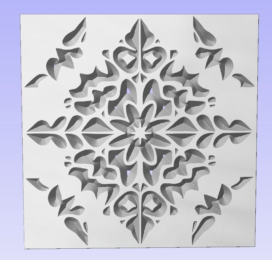 Symmetric ornament stencil - CNC carving or laser cut 3D print model_1