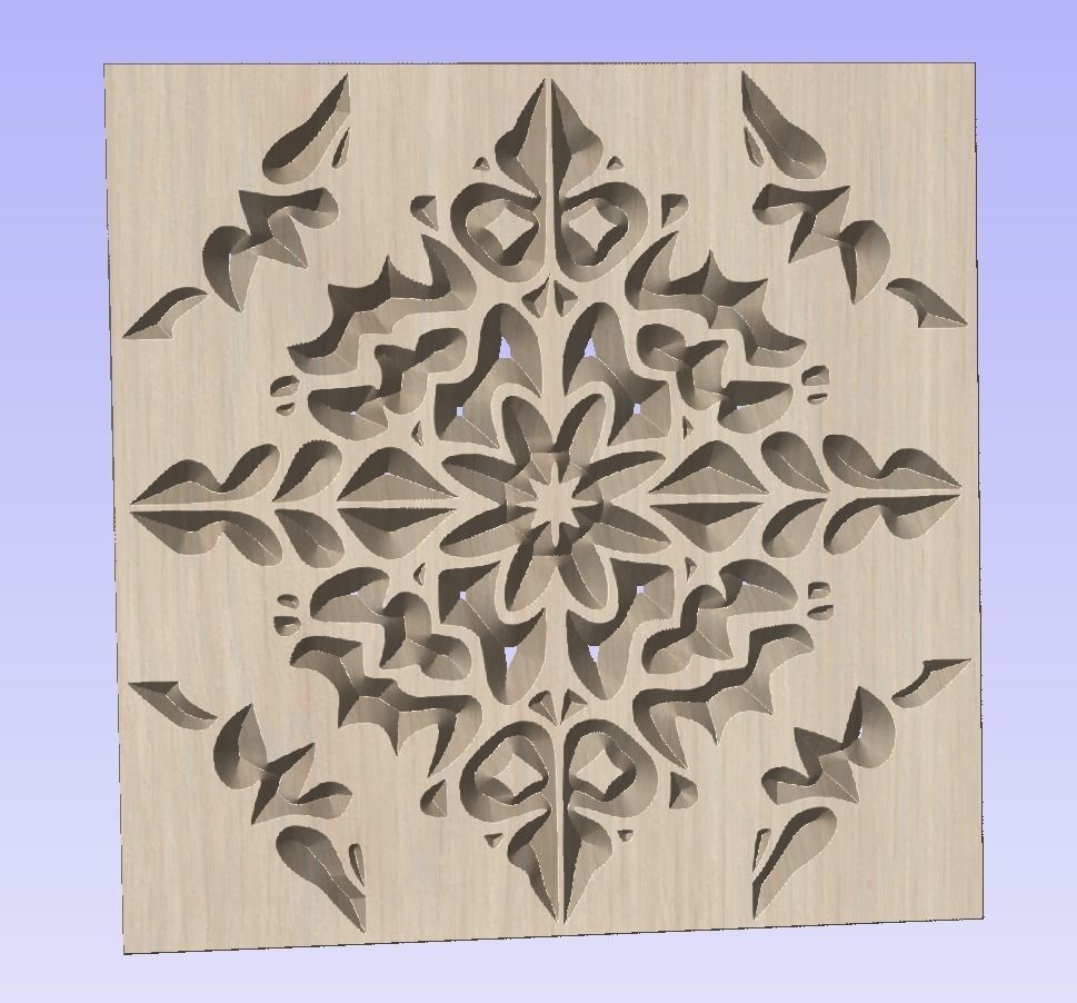 Symmetric ornament stencil - CNC carving or laser cut 3D print model_8