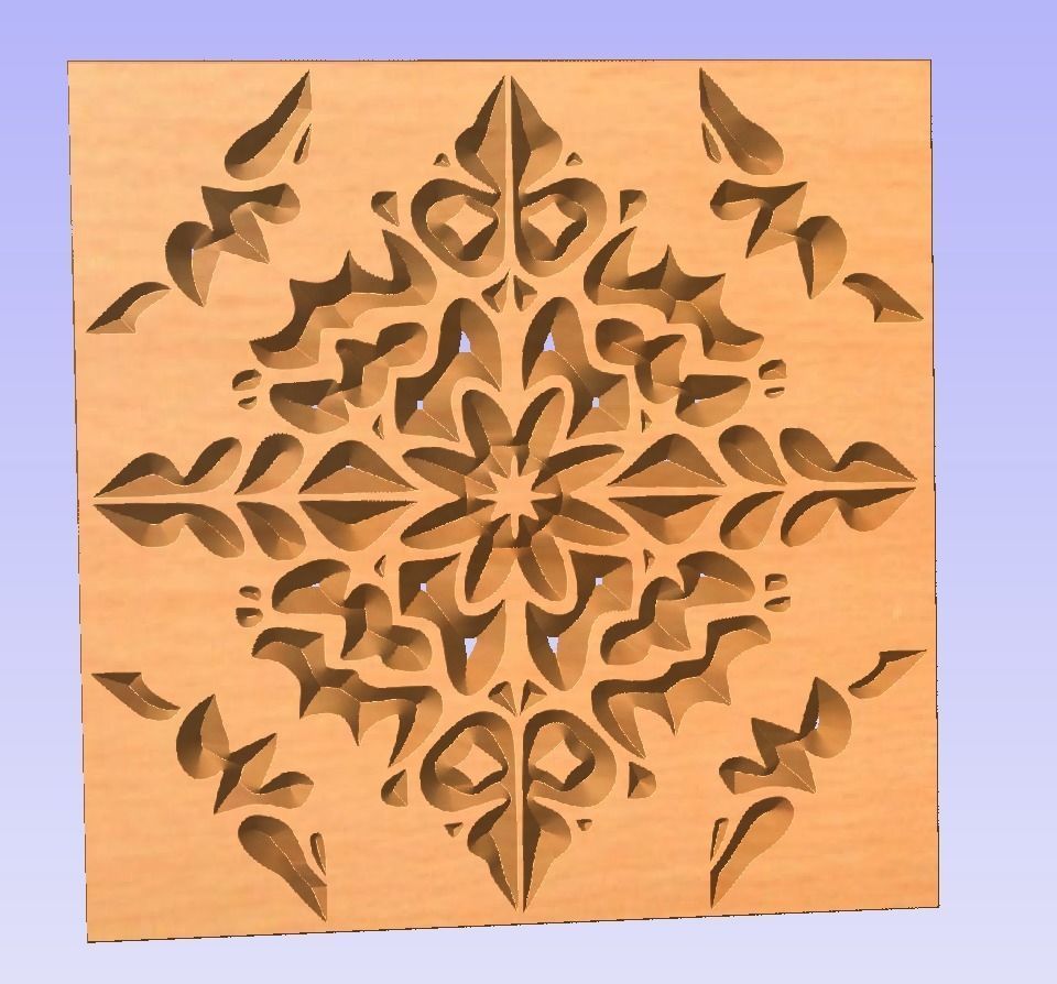 Symmetric ornament stencil - CNC carving or laser cut 3D print model_3