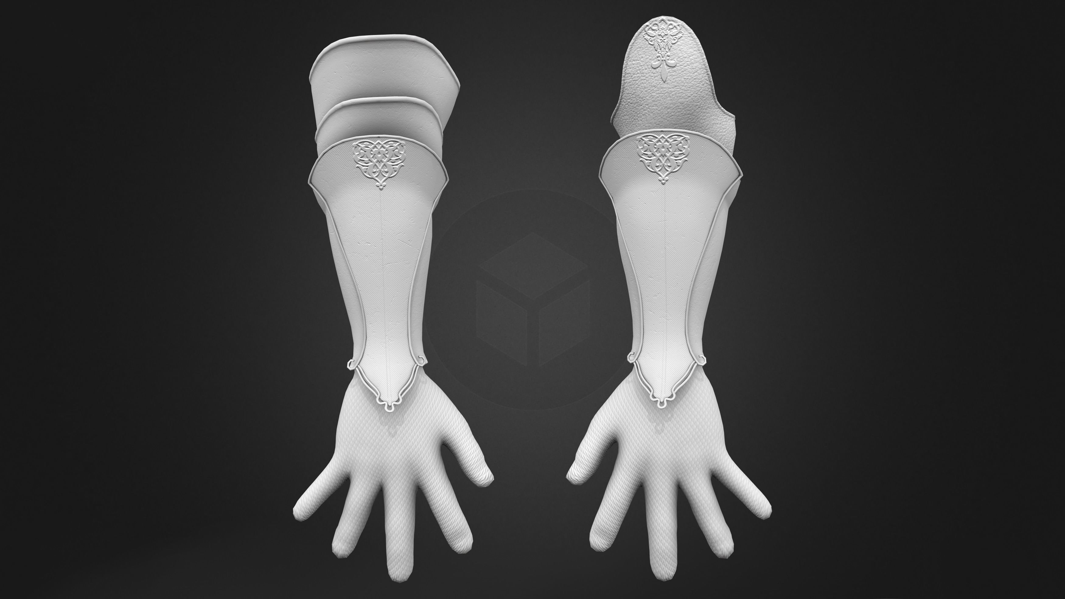 Medieval Gloves Low-poly 3D model_7