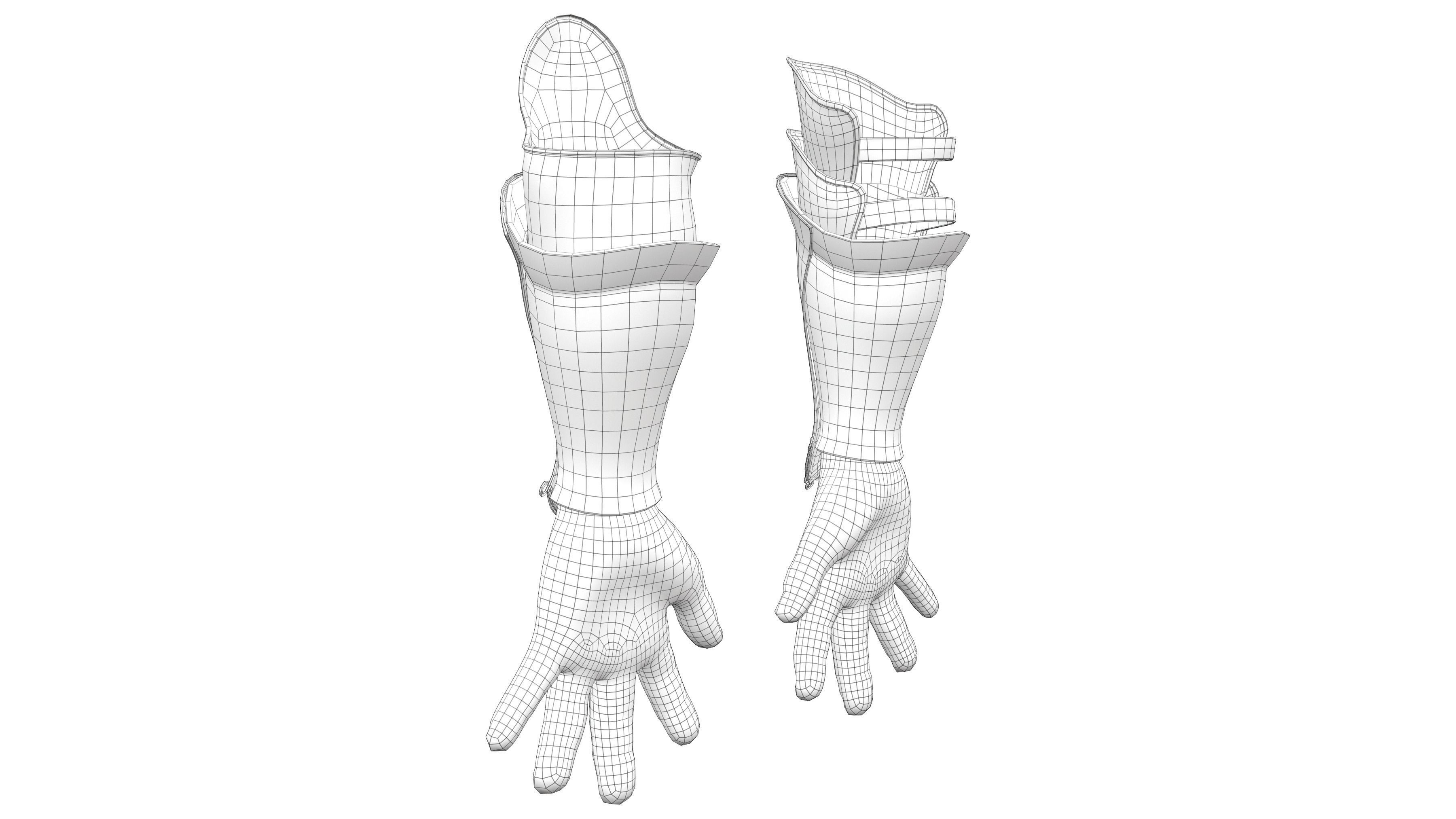 Medieval Gloves Low-poly 3D model_6