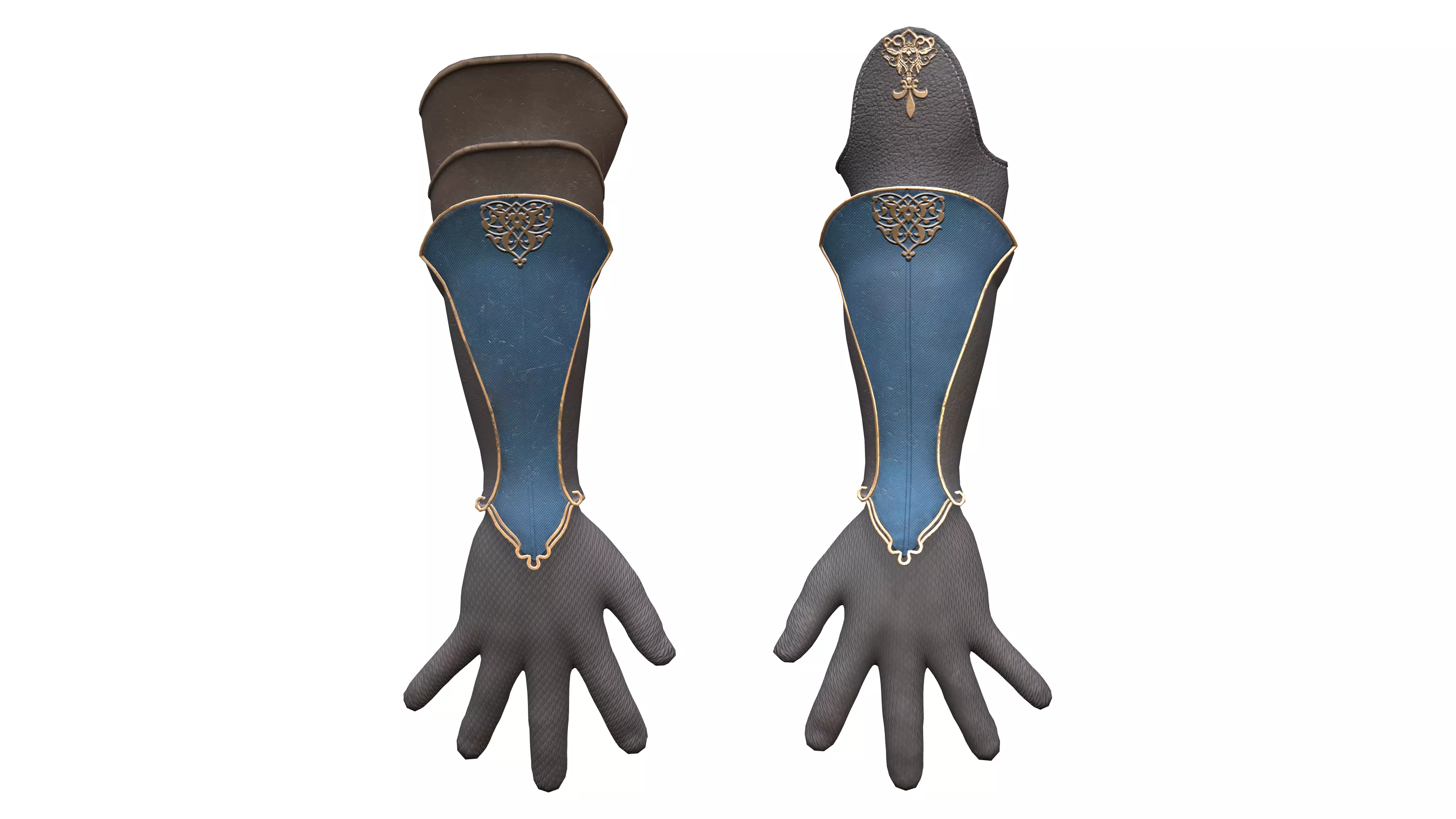 Medieval Gloves Low-poly 3D model_0