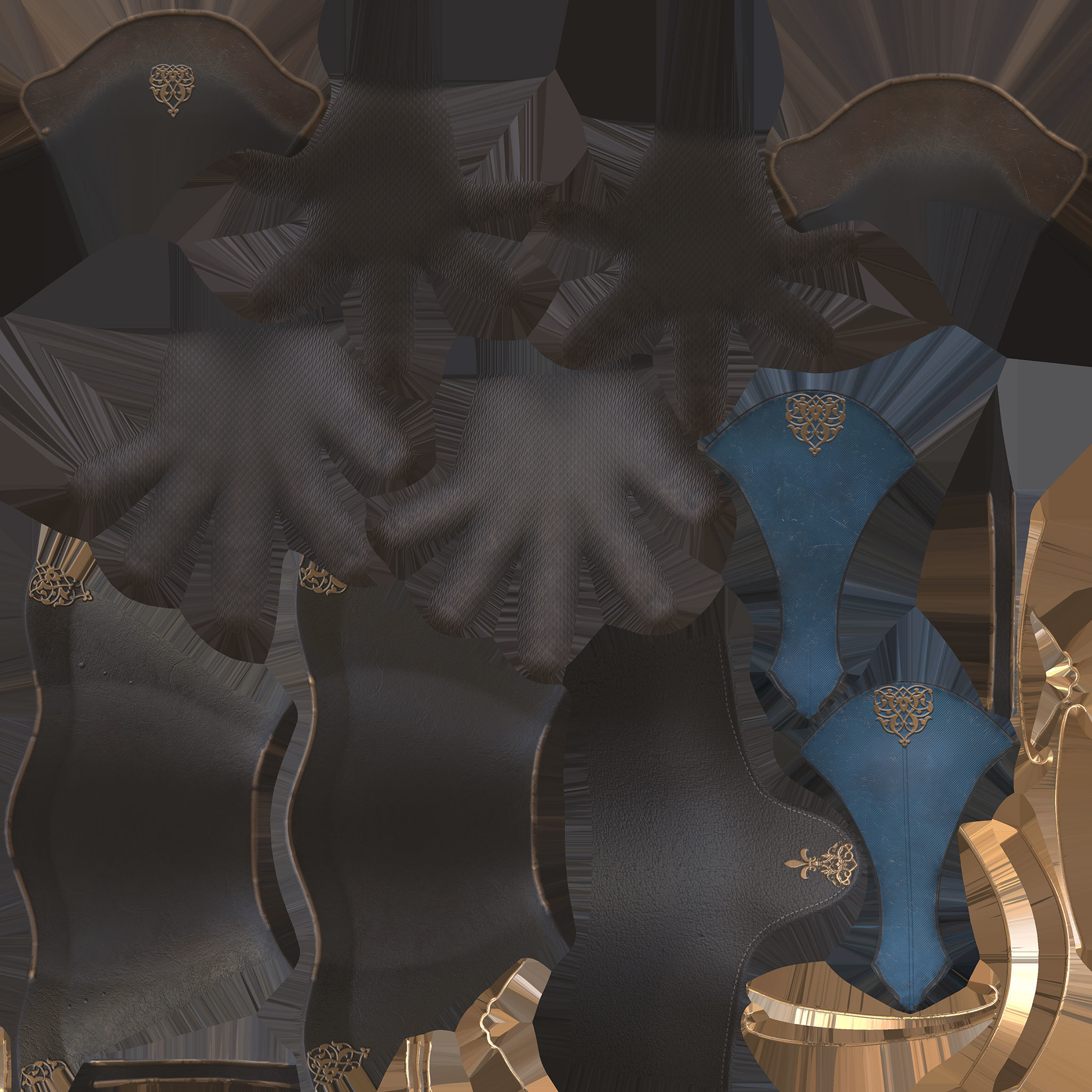 Medieval Gloves Low-poly 3D model_8