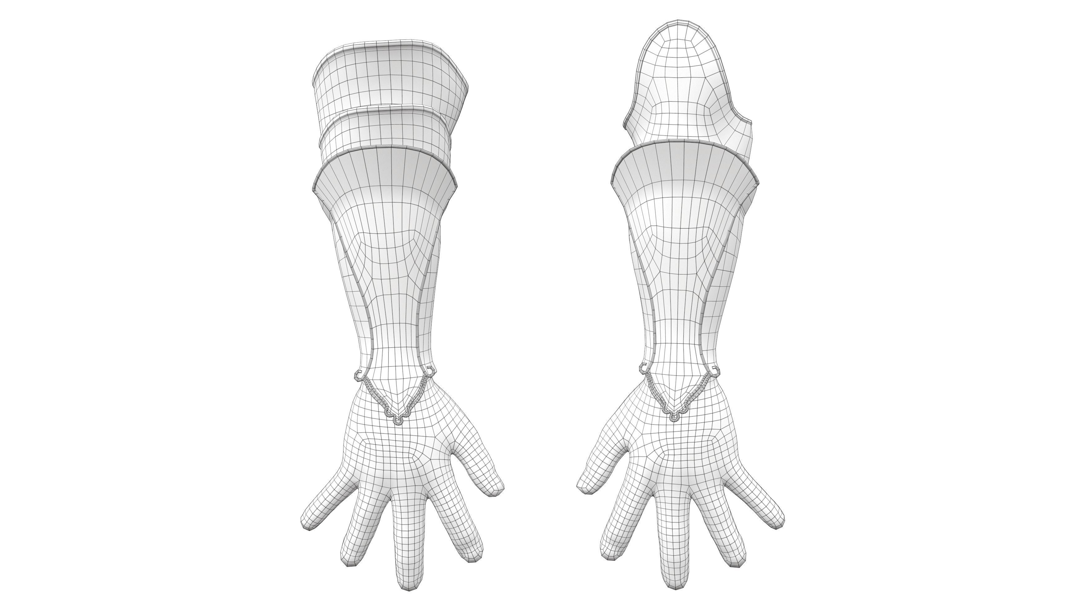Medieval Gloves Low-poly 3D model_5