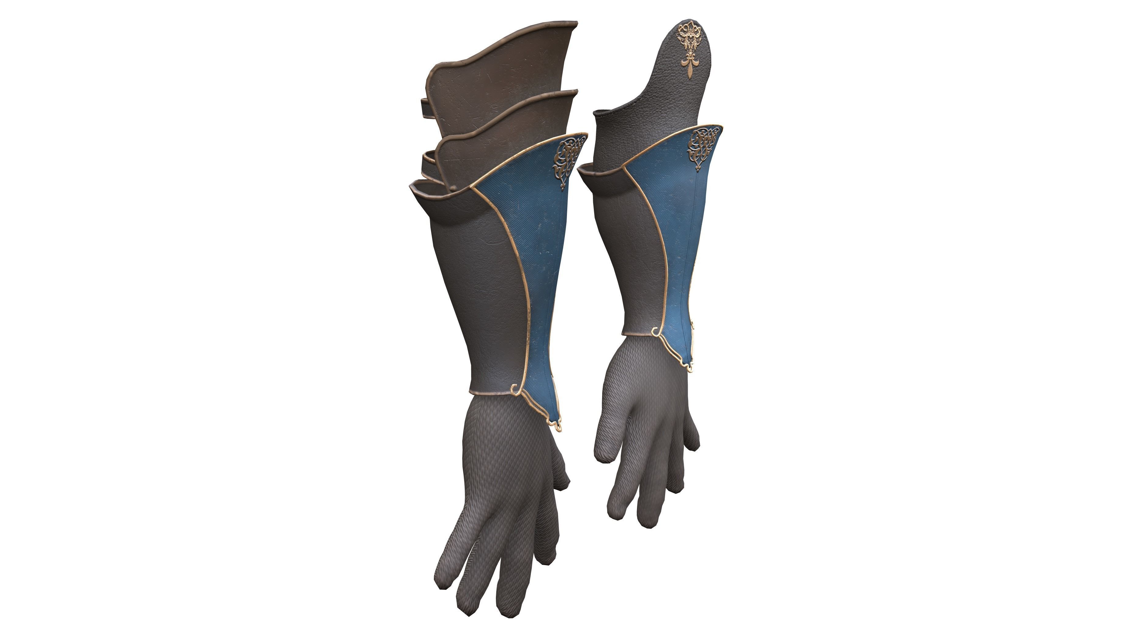 Medieval Gloves Low-poly 3D model_3
