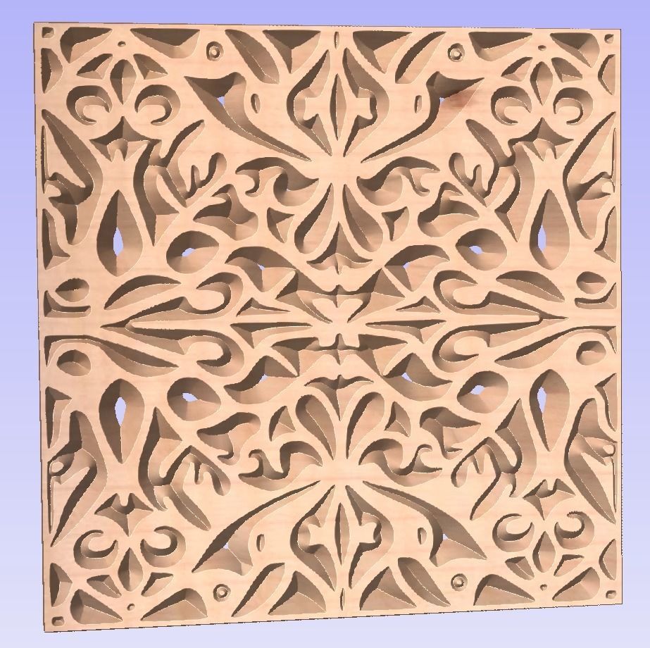 Symmetric ornament stencil - CNC carving or laser cut 3D print model_8