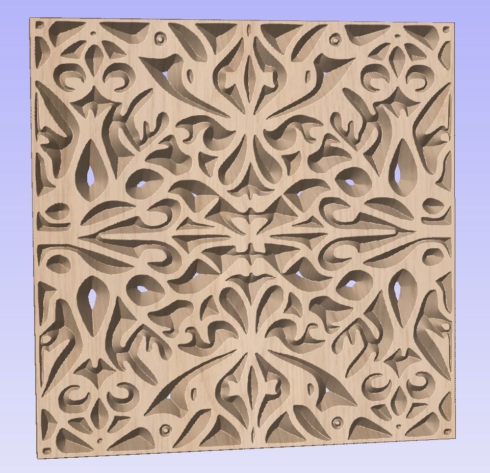 Symmetric ornament stencil - CNC carving or laser cut 3D print model_1