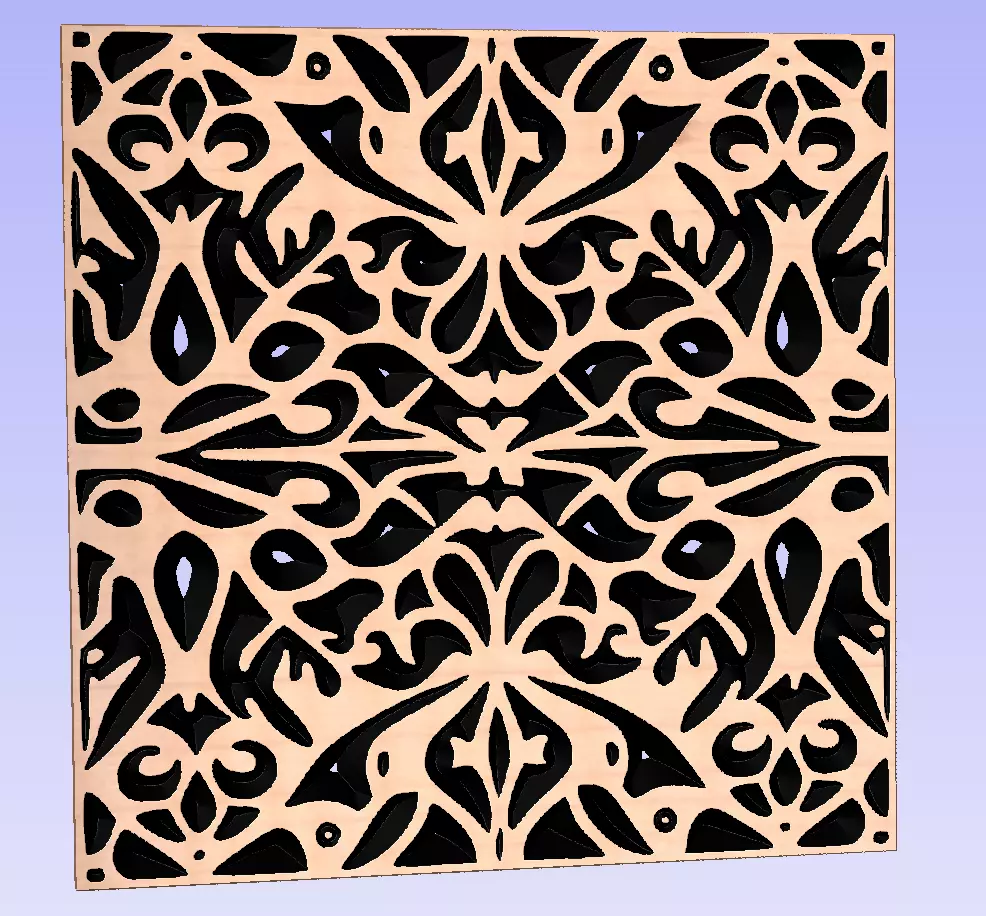 Symmetric ornament stencil - CNC carving or laser cut 3D print model_0